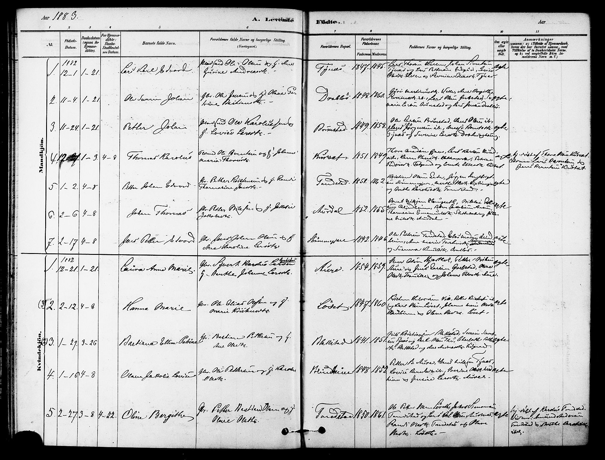 Ministerialprotokoller, klokkerbøker og fødselsregistre - Møre og Romsdal, AV/SAT-A-1454/523/L0334: Parish register (official) no. 523A01, 1878-1891