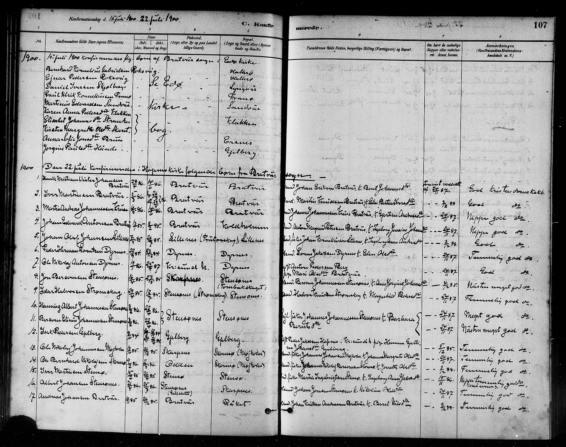 Ministerialprotokoller, klokkerbøker og fødselsregistre - Møre og Romsdal, AV/SAT-A-1454/582/L0947: Parish register (official) no. 582A01, 1880-1900, p. 107