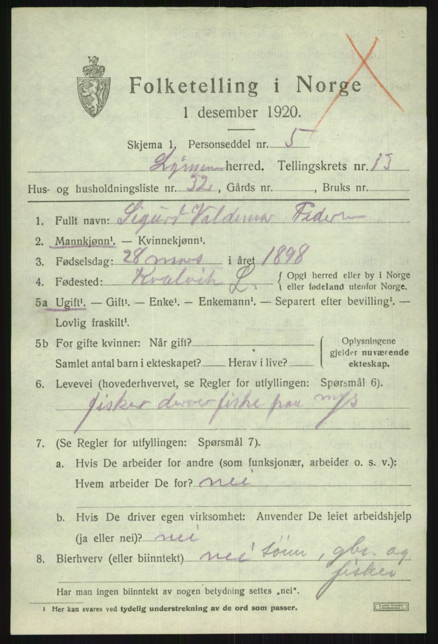 SATØ, 1920 census for Lyngen, 1920, p. 10457