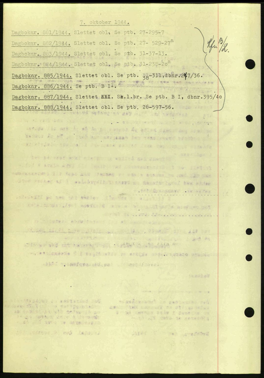 Nedenes sorenskriveri, SAK/1221-0006/G/Gb/Gba/L0052: Mortgage book no. A6a, 1944-1945, Diary no: : 881/1944