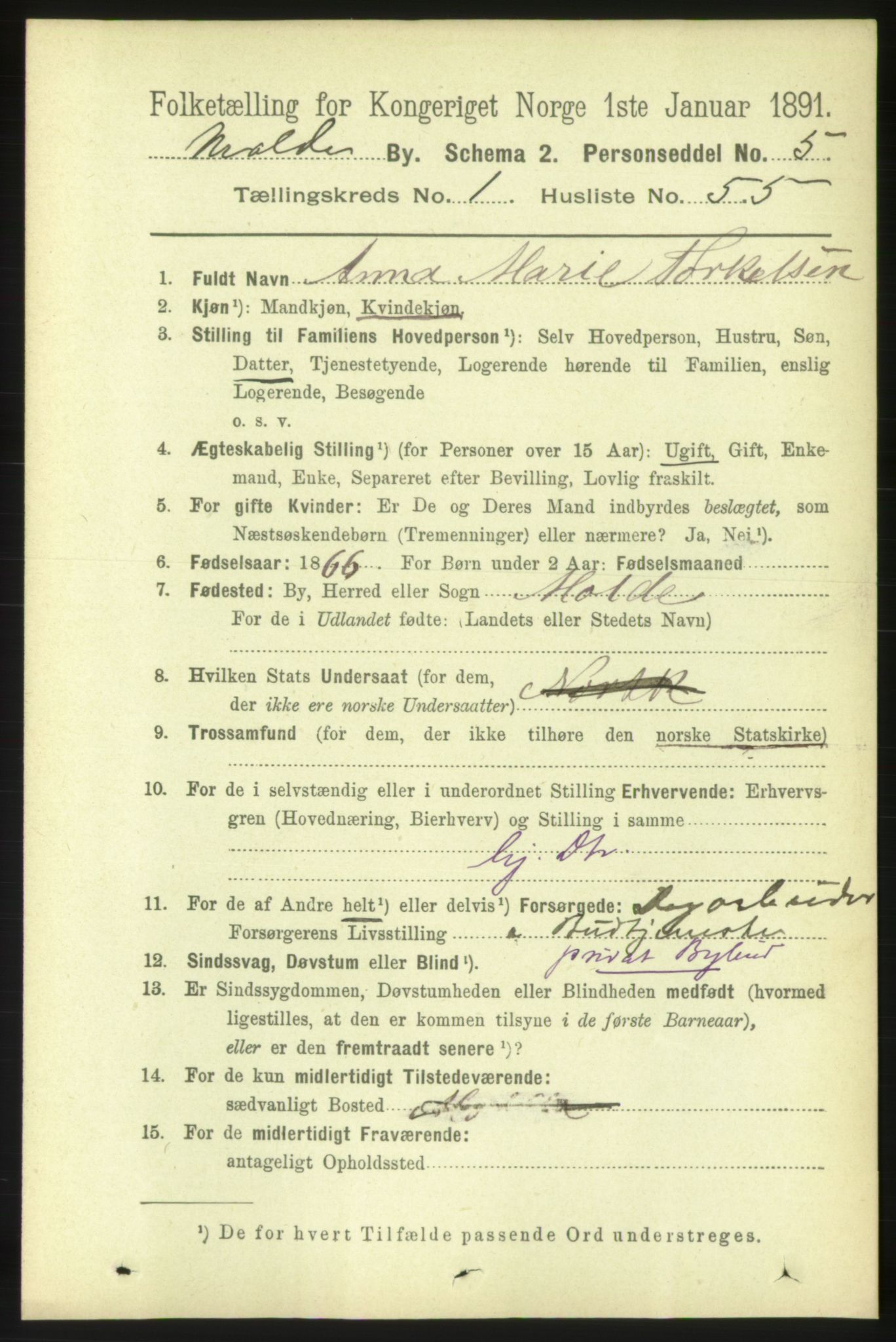 RA, 1891 census for 1502 Molde, 1891, p. 773