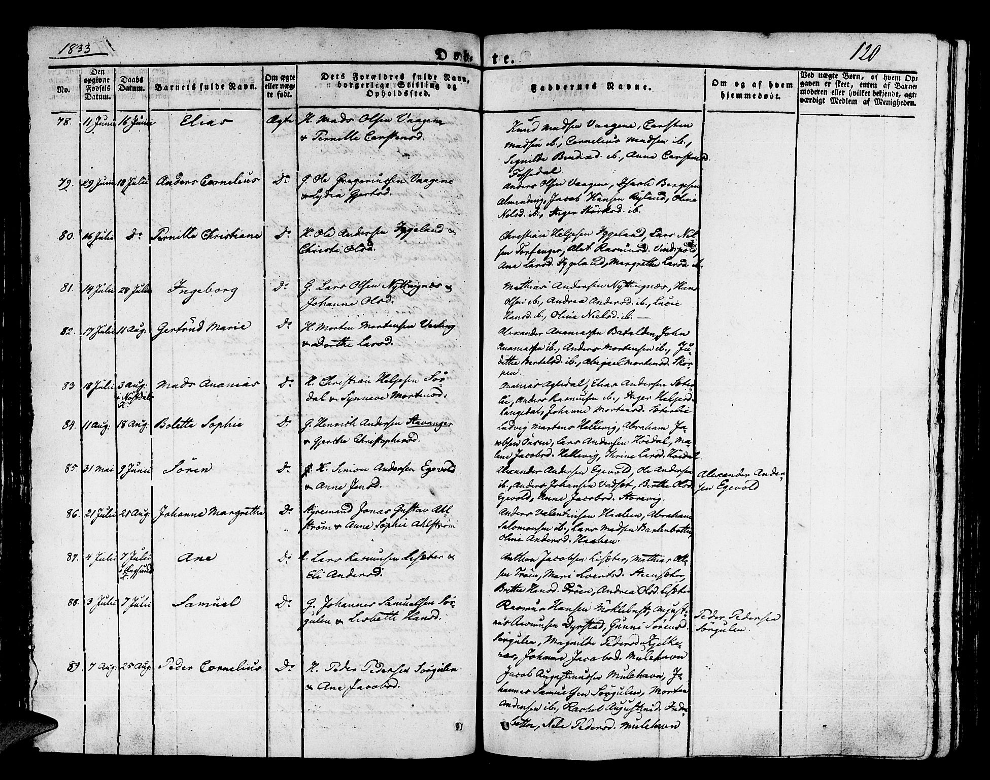 Kinn sokneprestembete, AV/SAB-A-80801/H/Haa/Haaa/L0004/0001: Parish register (official) no. A 4I, 1822-1840, p. 120