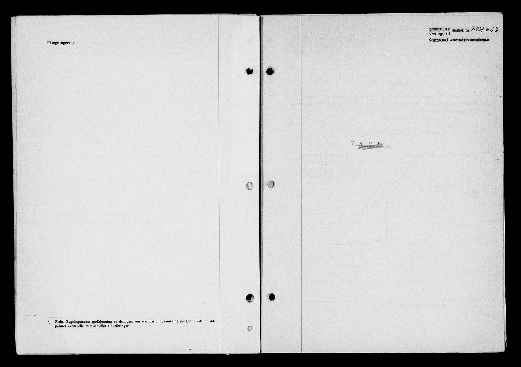 Karmsund sorenskriveri, SAST/A-100311/01/II/IIB/L0125: Mortgage book no. 105A, 1957-1957, Diary no: : 2021/1957