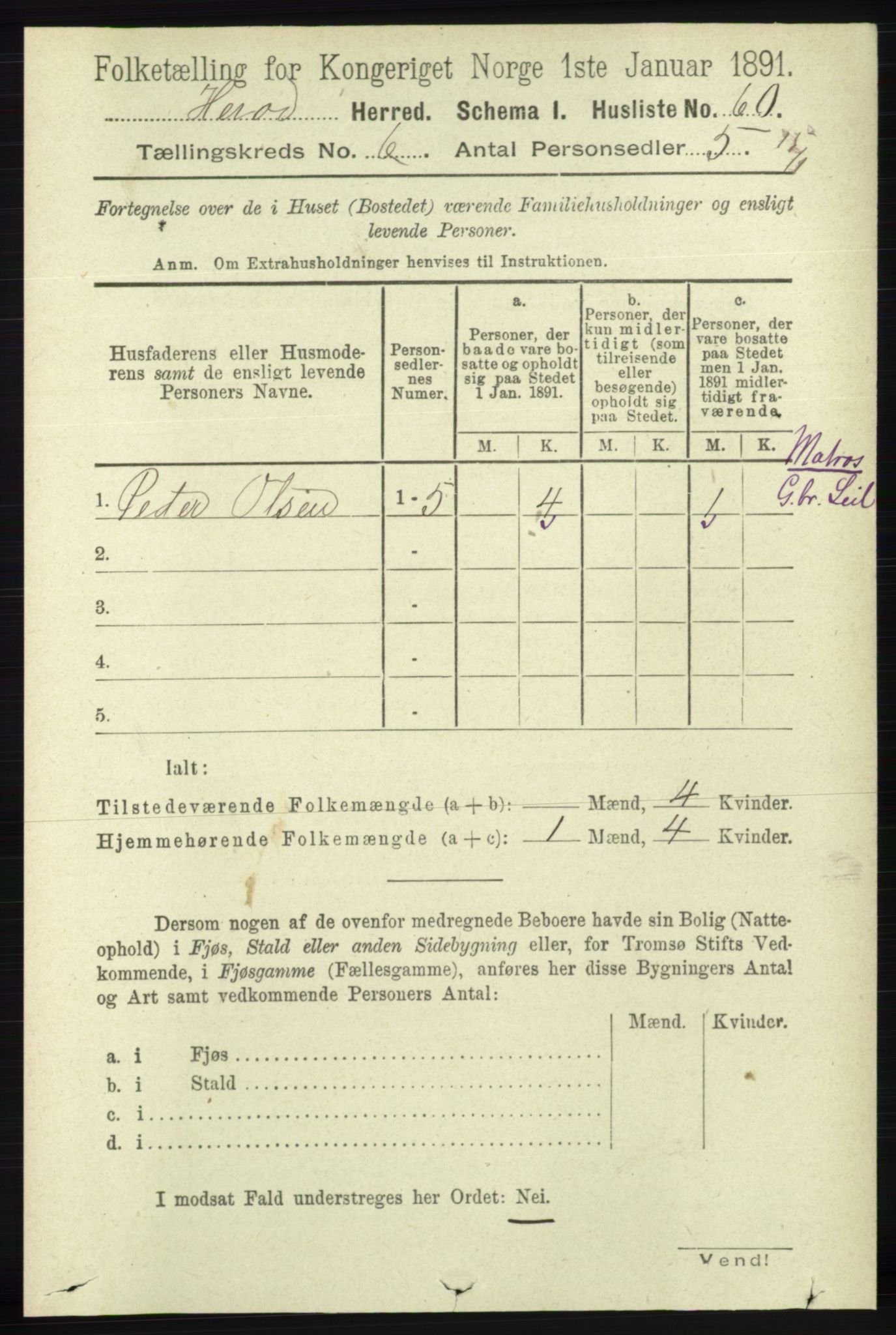 RA, 1891 census for 1039 Herad, 1891, p. 2293