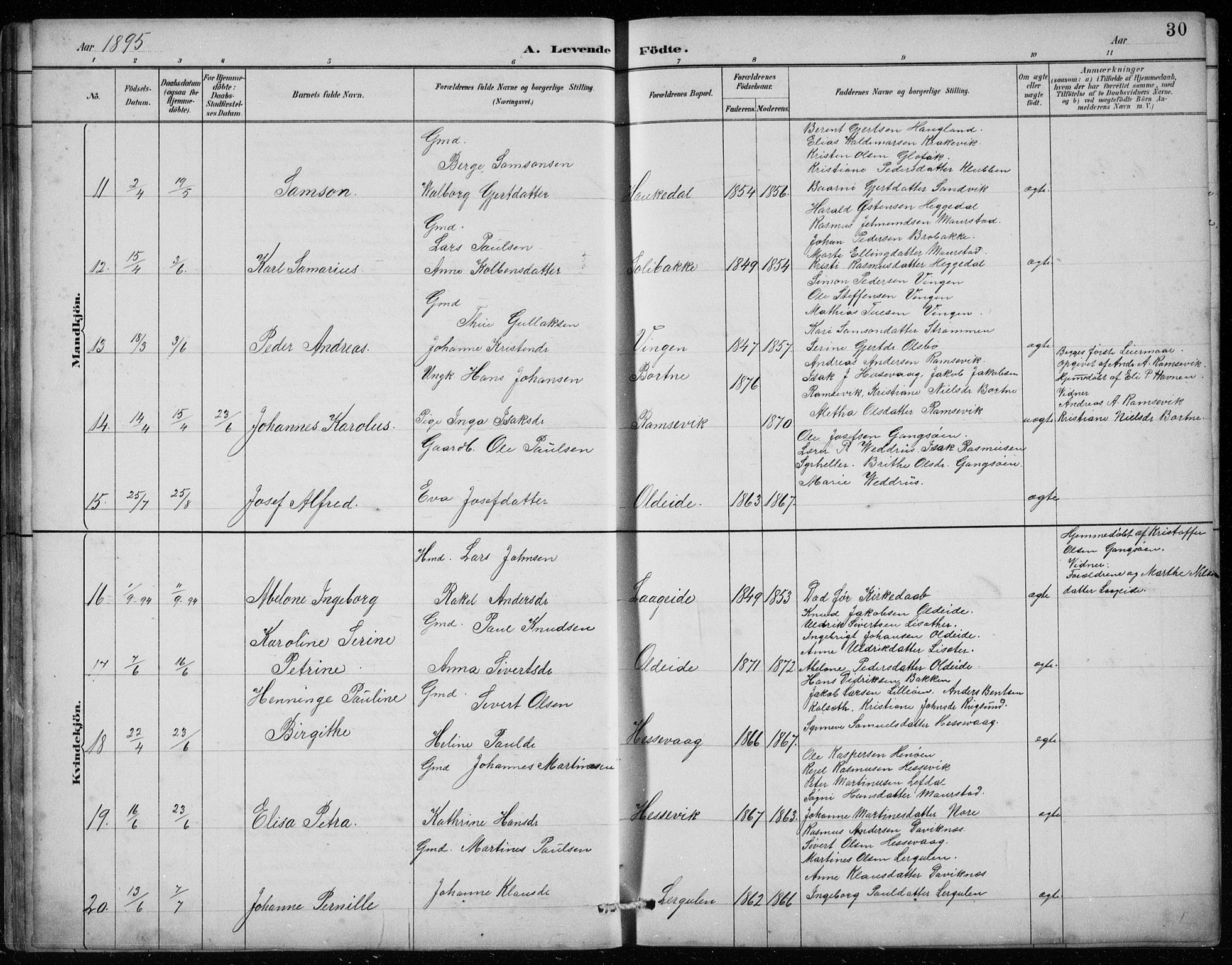 Davik sokneprestembete, AV/SAB-A-79701/H/Hab/Habc/L0002: Parish register (copy) no. C 2, 1889-1906, p. 30