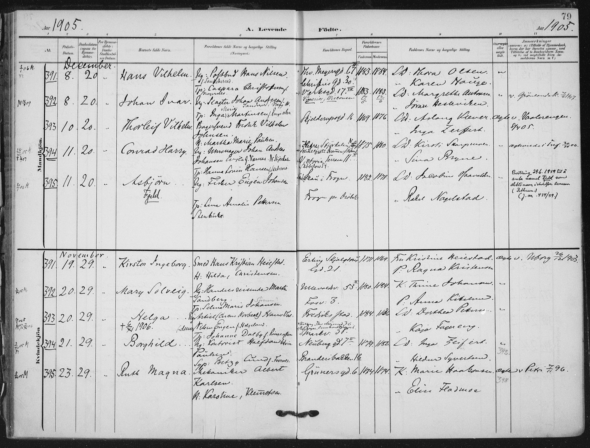 Rikshospitalet prestekontor Kirkebøker, SAO/A-10309b/F/L0013: Parish register (official) no. 13, 1905-1908, p. 79