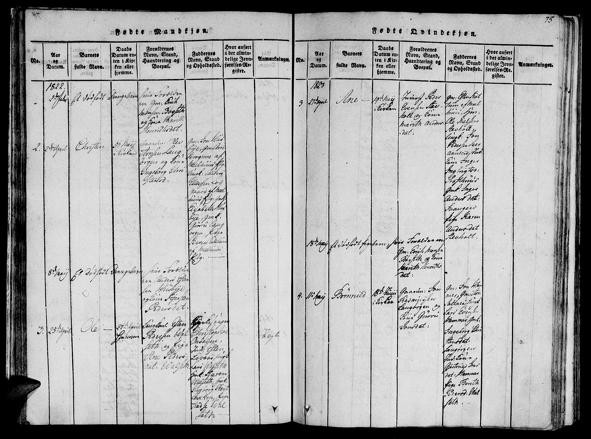Ministerialprotokoller, klokkerbøker og fødselsregistre - Sør-Trøndelag, SAT/A-1456/612/L0373: Parish register (official) no. 612A06 /2, 1816-1828, p. 75