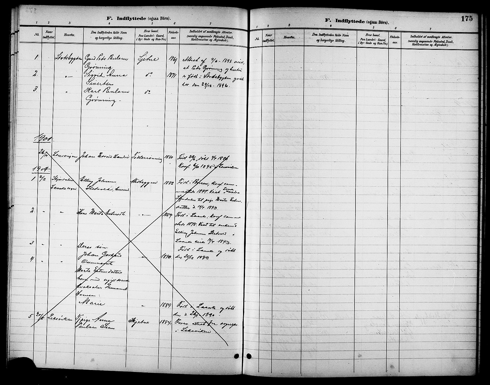 Ministerialprotokoller, klokkerbøker og fødselsregistre - Sør-Trøndelag, SAT/A-1456/621/L0460: Parish register (copy) no. 621C03, 1896-1914, p. 175
