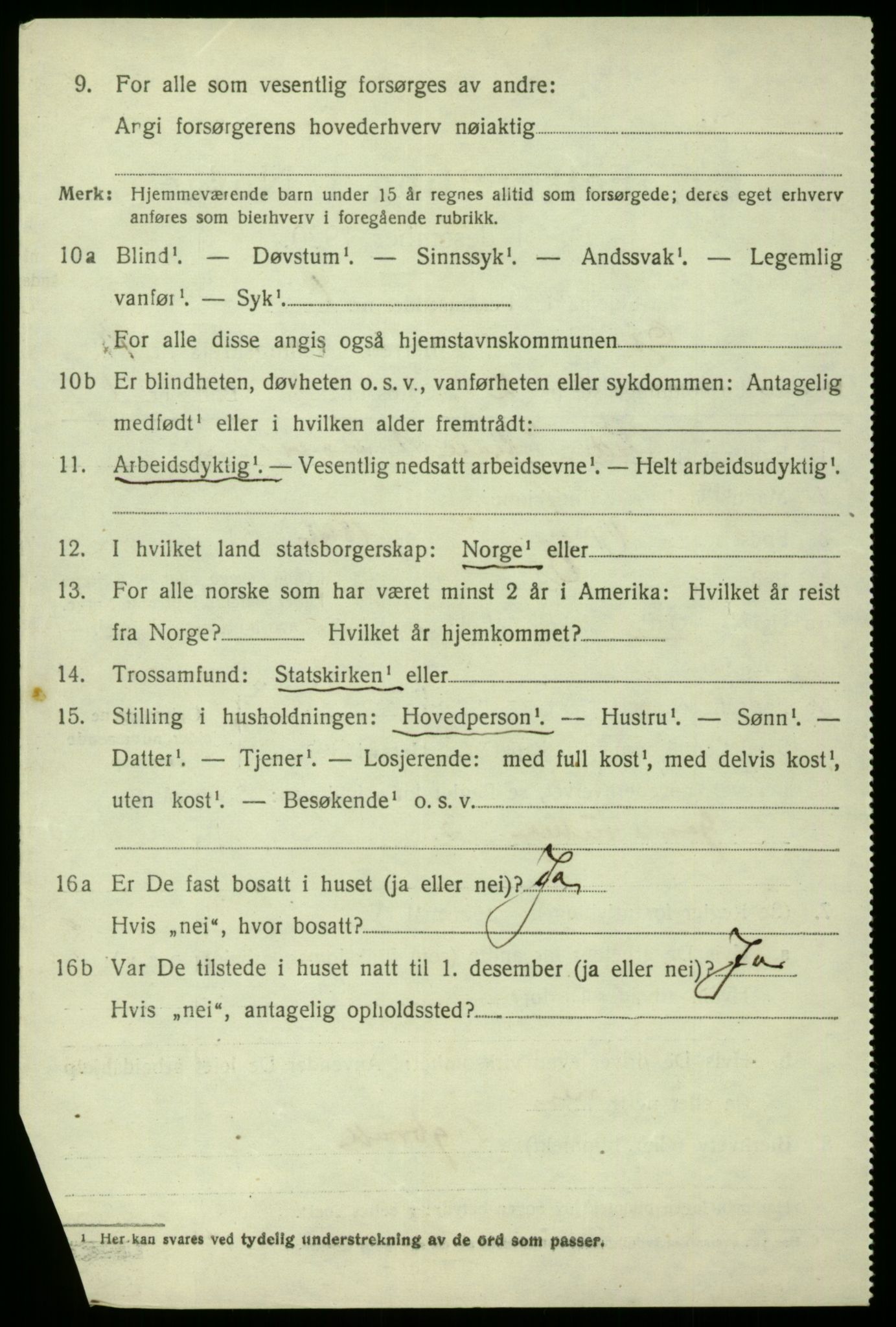 SAB, 1920 census for Os, 1920, p. 1197