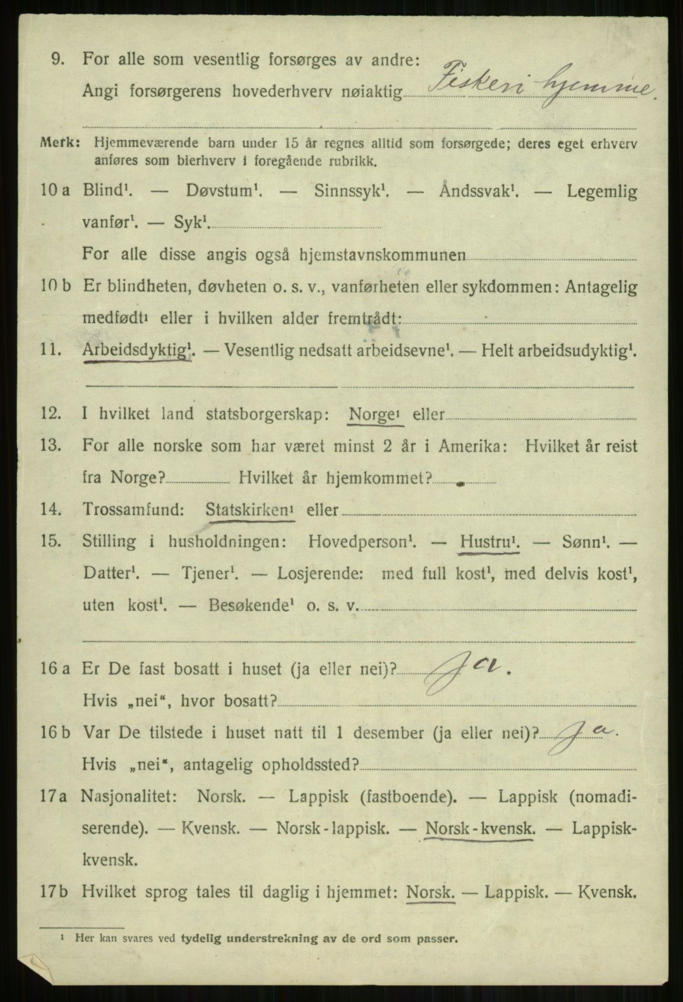 SATØ, 1920 census for Lyngen, 1920, p. 13872