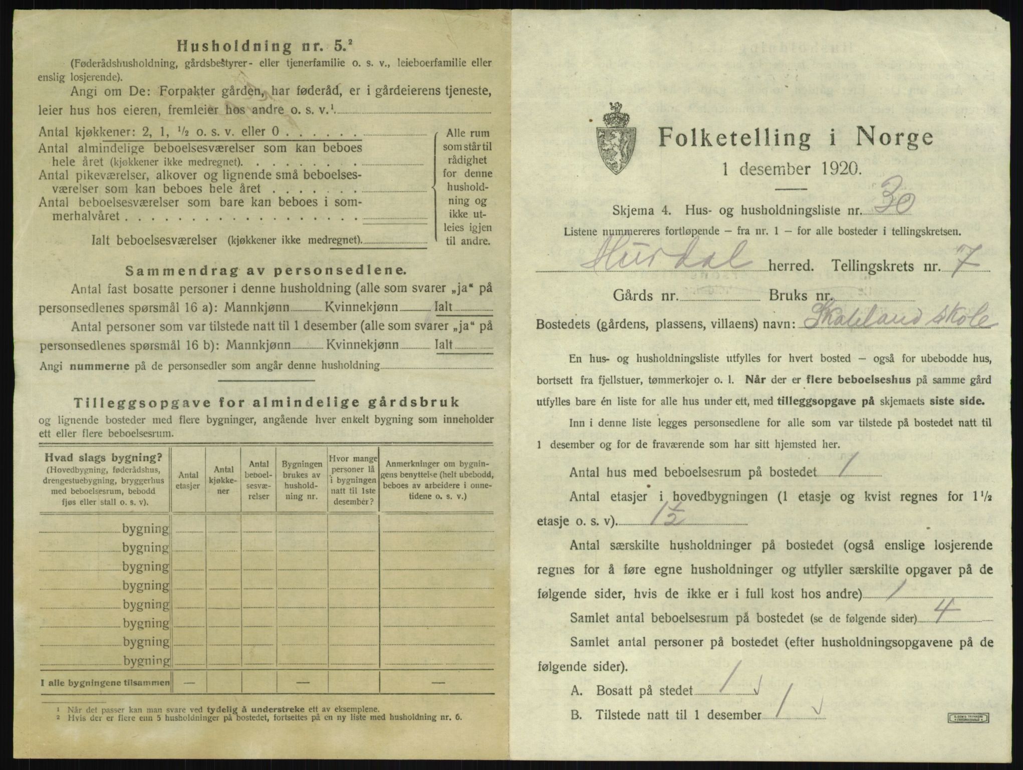 SAO, 1920 census for Hurdal, 1920, p. 696