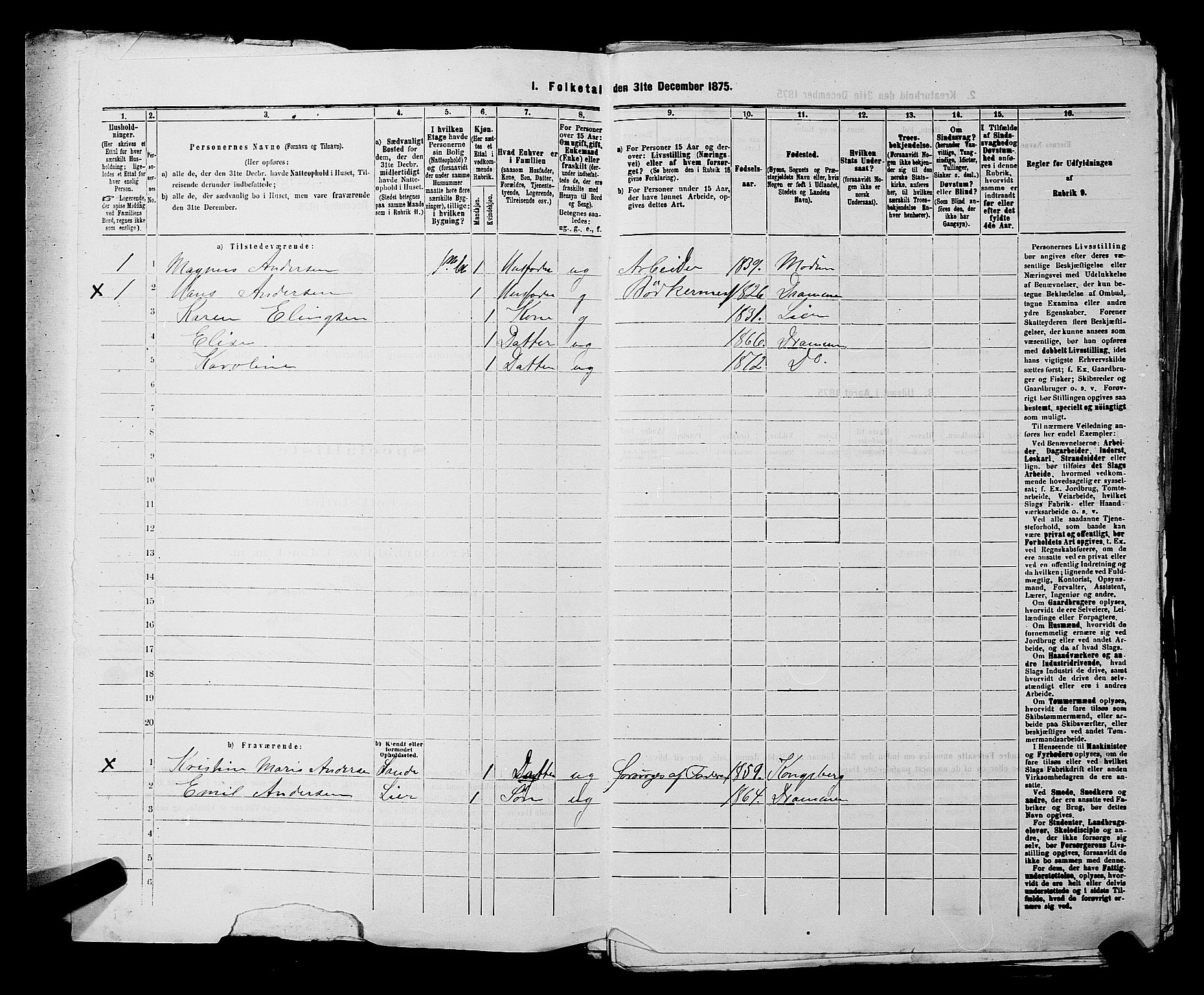 SAKO, 1875 census for 0602 Drammen, 1875, p. 673