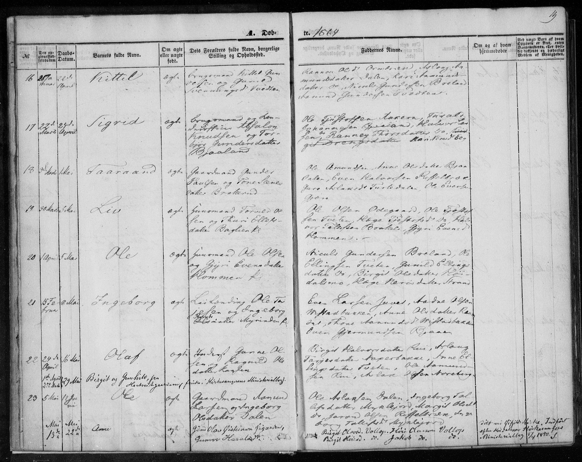 Lårdal kirkebøker, SAKO/A-284/F/Fa/L0006: Parish register (official) no. I 6, 1861-1886, p. 19