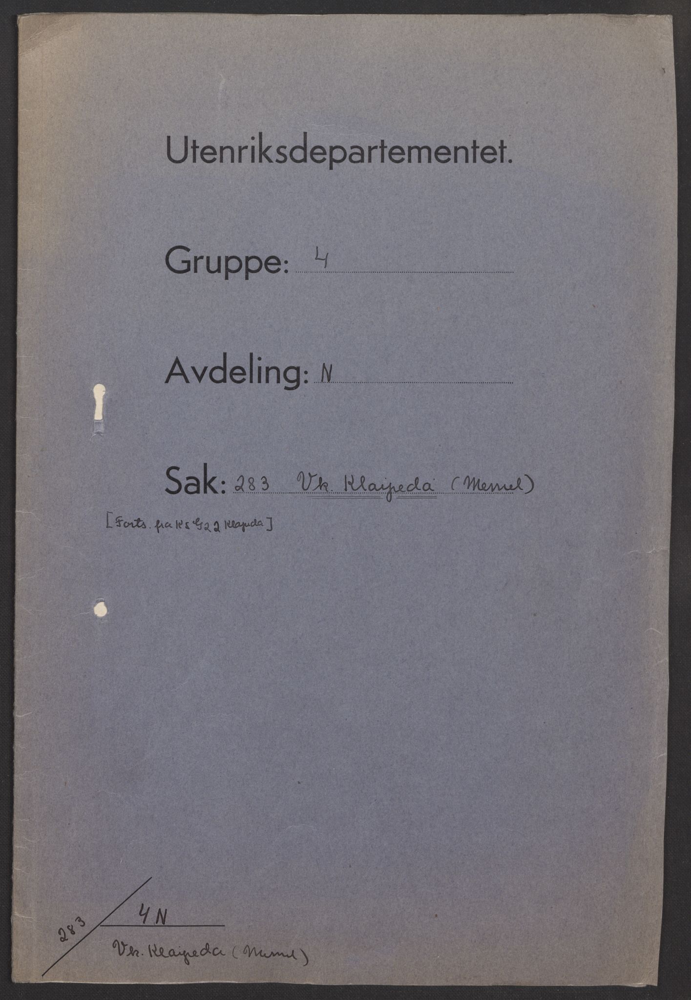 Utenriksdepartementet, AV/RA-S-2259, 1937-1940, p. 1
