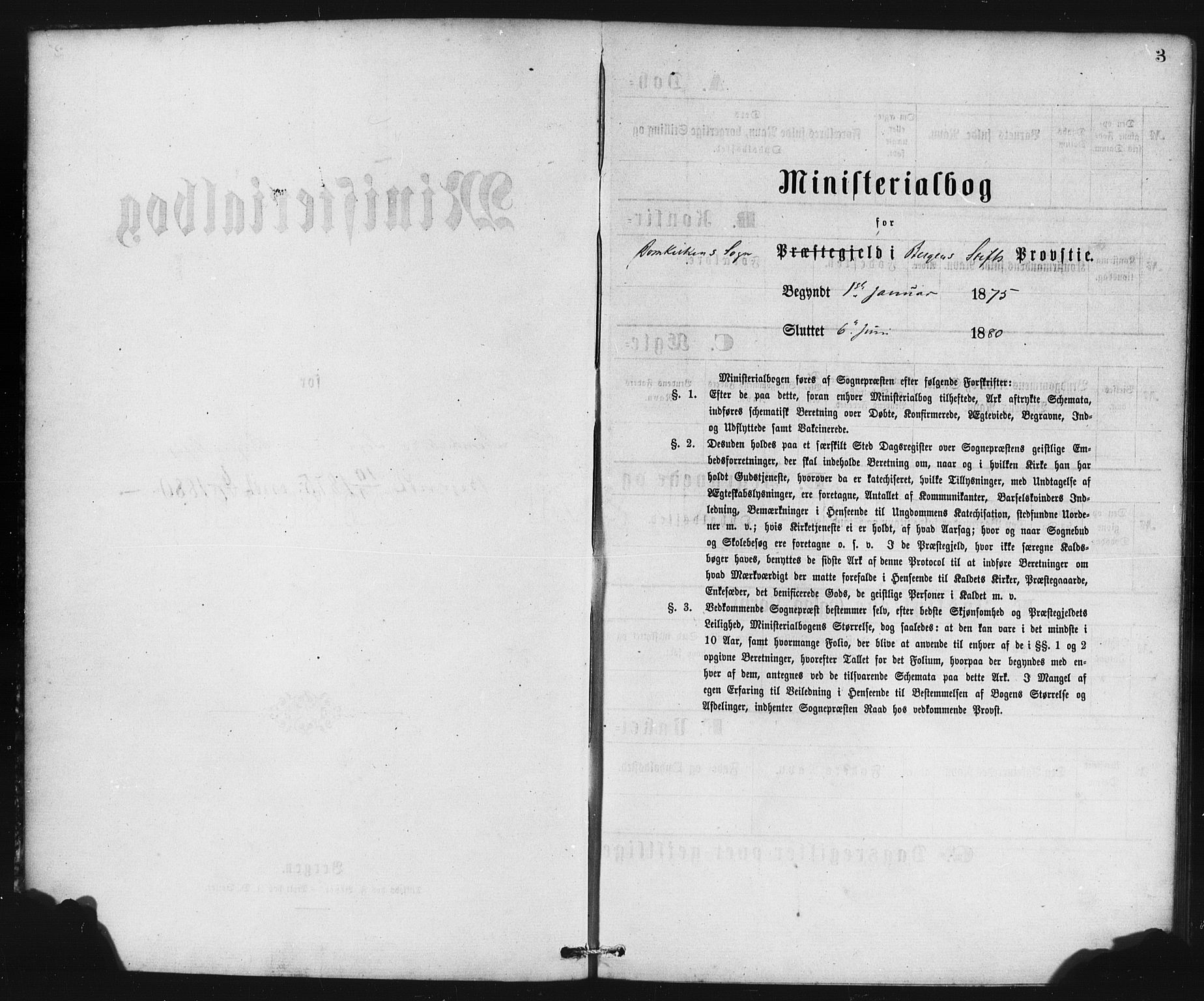 Domkirken sokneprestembete, AV/SAB-A-74801/H/Haa/L0036: Parish register (official) no. D 3, 1875-1880, p. 3