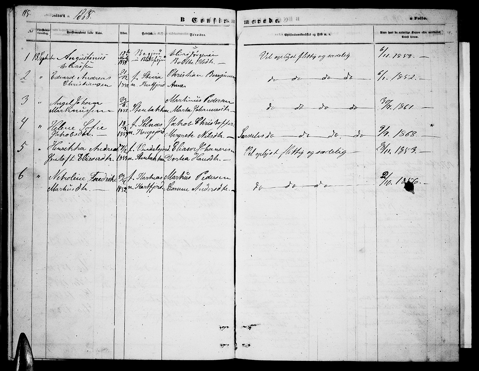 Ministerialprotokoller, klokkerbøker og fødselsregistre - Nordland, AV/SAT-A-1459/884/L1196: Parish register (copy) no. 884C02, 1860-1887, p. 115