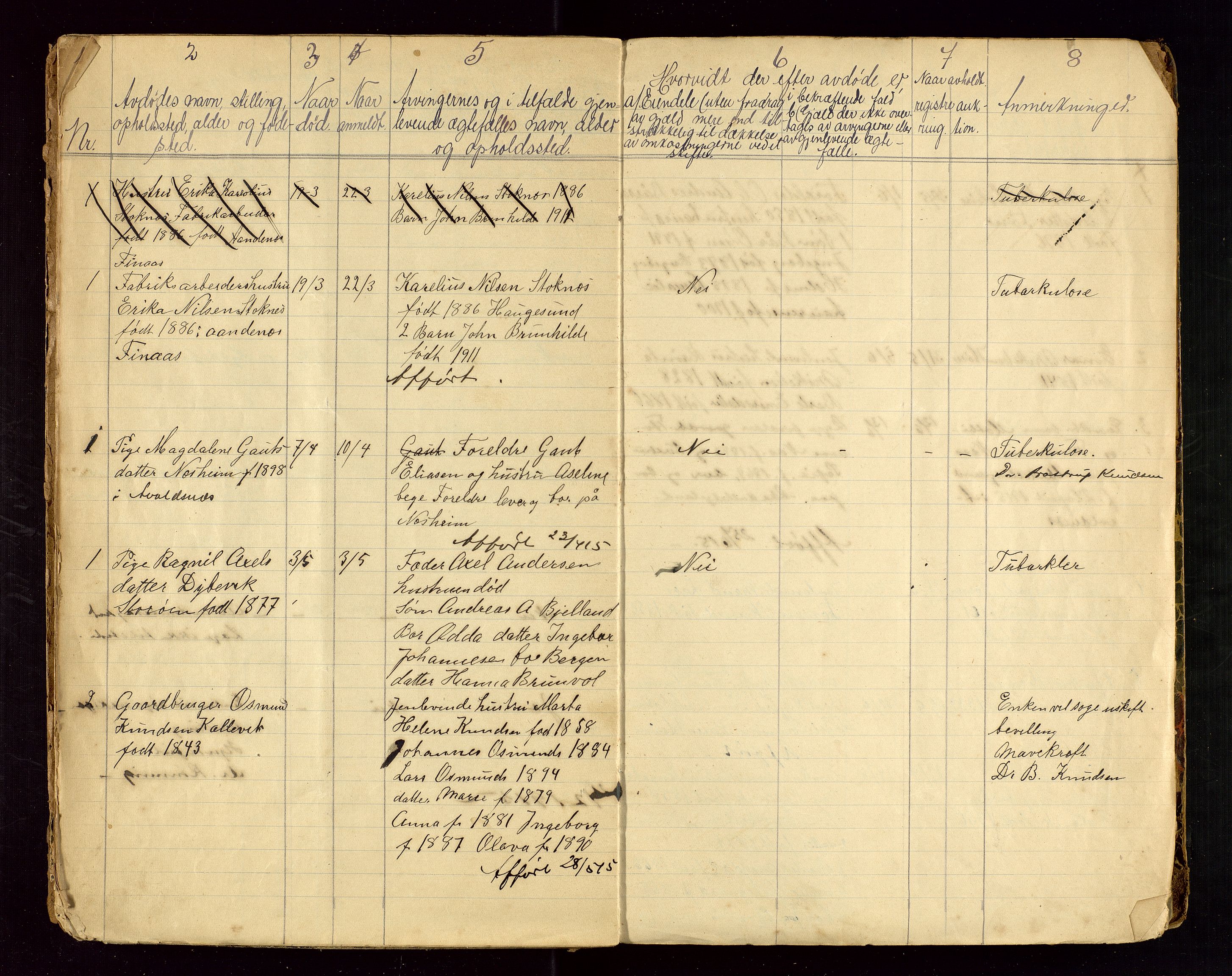 Avaldsnes lensmannskontor, AV/SAST-A-100286/Gga/L0001: "Dødslistene Avaldsnæs Prtgd  2 - 87  Kopervig Sogn  38 - 120", 1897-1916