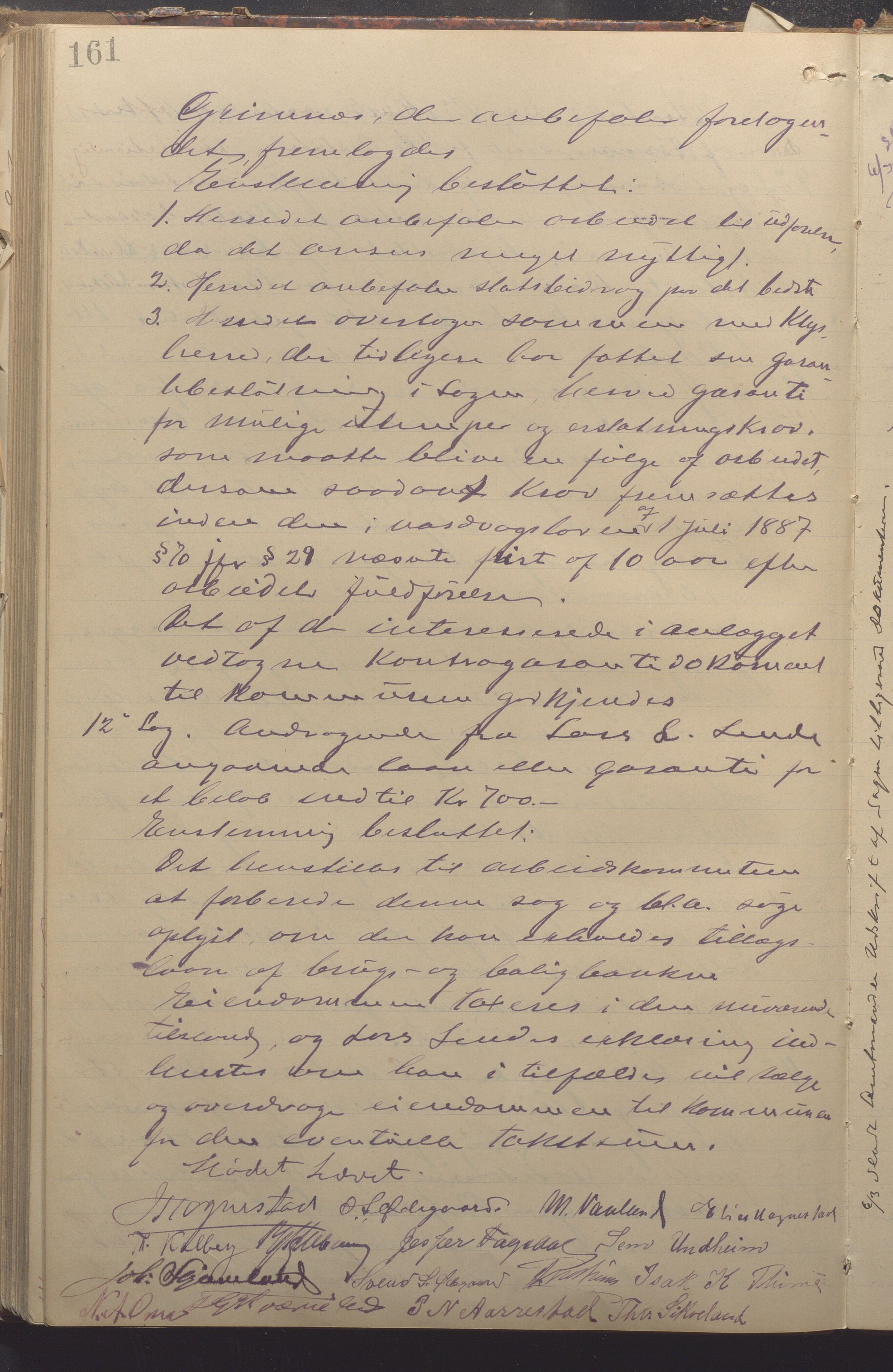 Time kommune - Formannskapet, IKAR/K-100592/A/Aa/L0005: Møtebok, 1901-1910, p. 161a