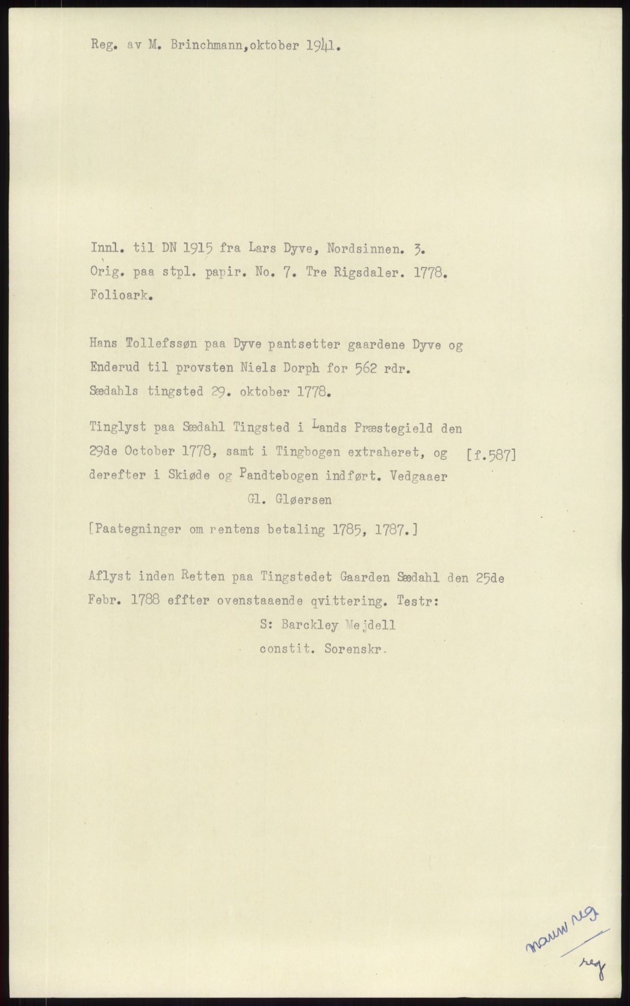 Samlinger til kildeutgivelse, Diplomavskriftsamlingen, RA/EA-4053/H/Ha, p. 1940