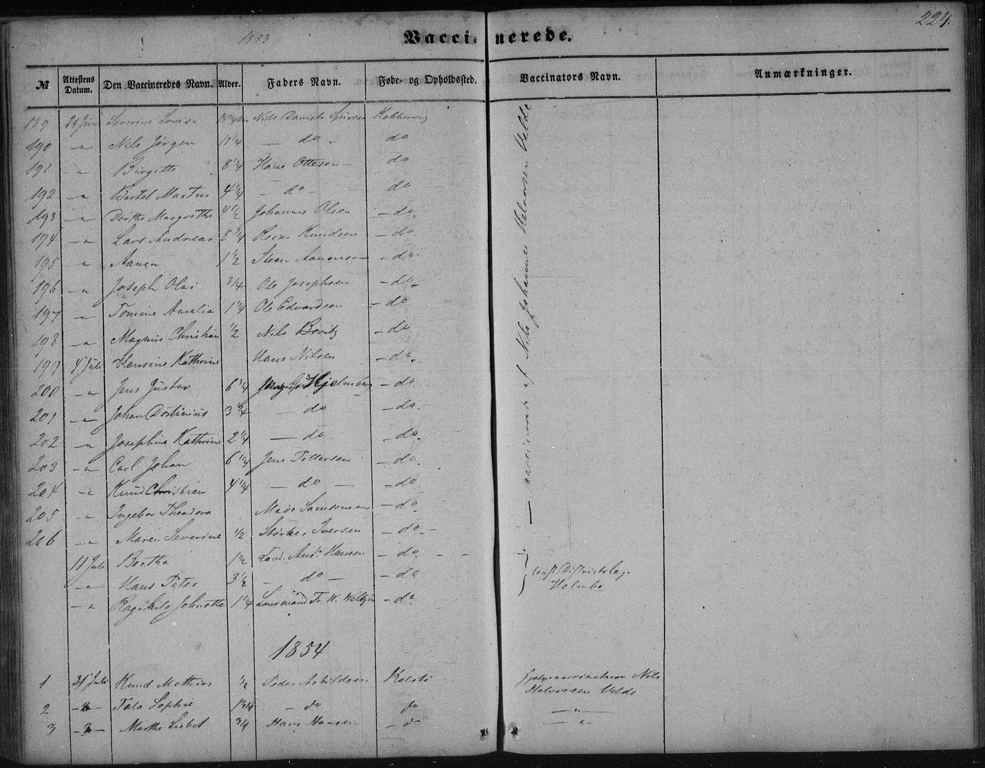 Avaldsnes sokneprestkontor, SAST/A -101851/H/Ha/Haa/L0009: Parish register (official) no. A 9, 1853-1865, p. 224