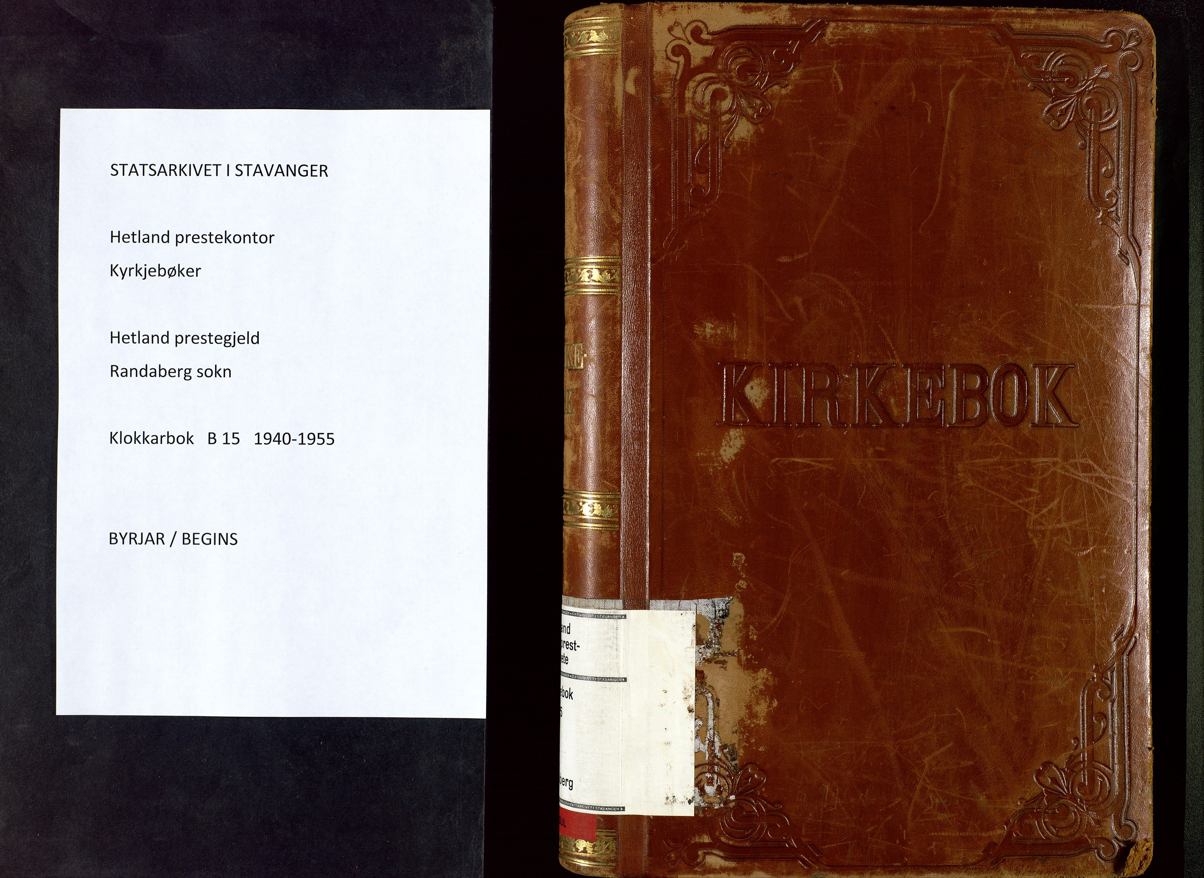 Hetland sokneprestkontor, SAST/A-101826/30/30BB/L0015: Parish register (copy) no. B 15, 1940-1955