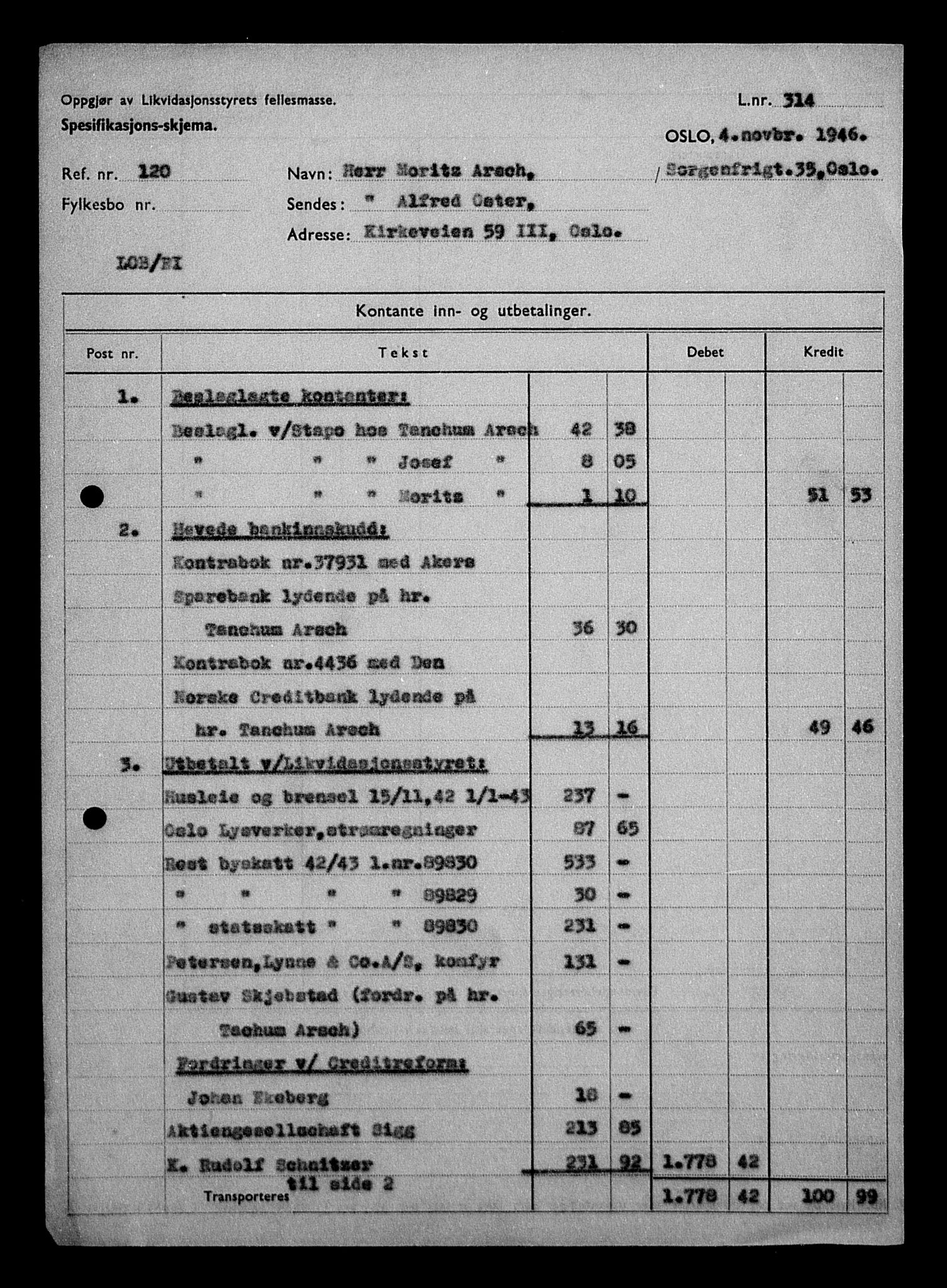 Justisdepartementet, Tilbakeføringskontoret for inndratte formuer, AV/RA-S-1564/H/Hc/Hcc/L0918: --, 1945-1947, p. 4