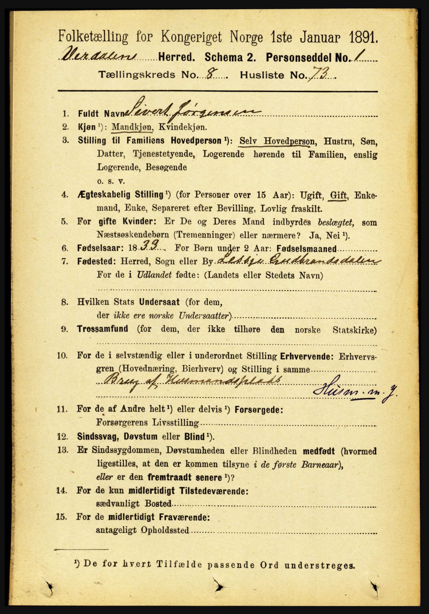 RA, 1891 census for 1721 Verdal, 1891, p. 4874