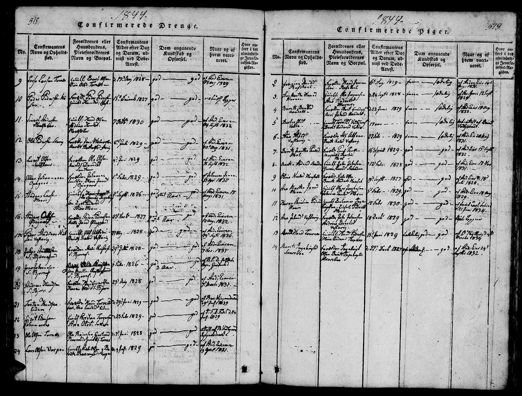 Ministerialprotokoller, klokkerbøker og fødselsregistre - Møre og Romsdal, AV/SAT-A-1454/565/L0747: Parish register (official) no. 565A01, 1817-1844, p. 518-519