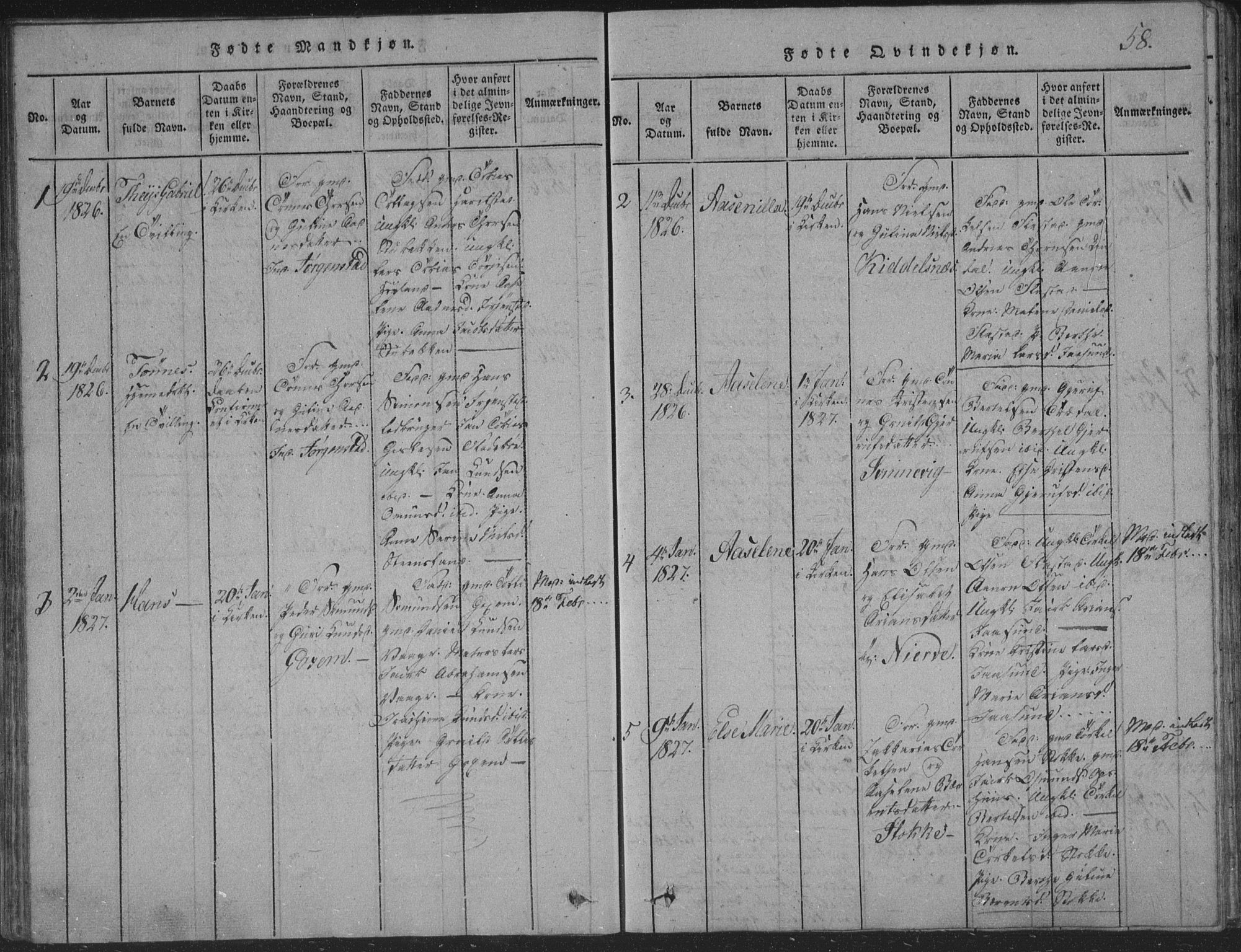 Sør-Audnedal sokneprestkontor, AV/SAK-1111-0039/F/Fb/Fba/L0001: Parish register (copy) no. B 1, 1815-1850, p. 58
