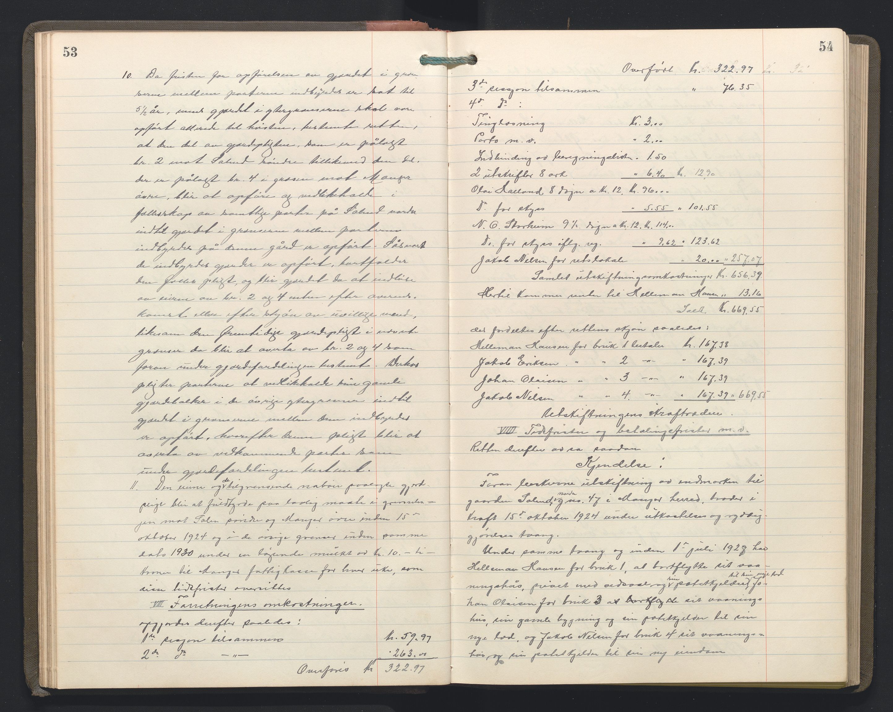 Hordaland jordskiftedøme - II Ytre Nordhordland jordskiftedistrikt, AV/SAB-A-6901/A/Aa/L0034: Forhandlingsprotokoll, 1923-1925, p. 53-54