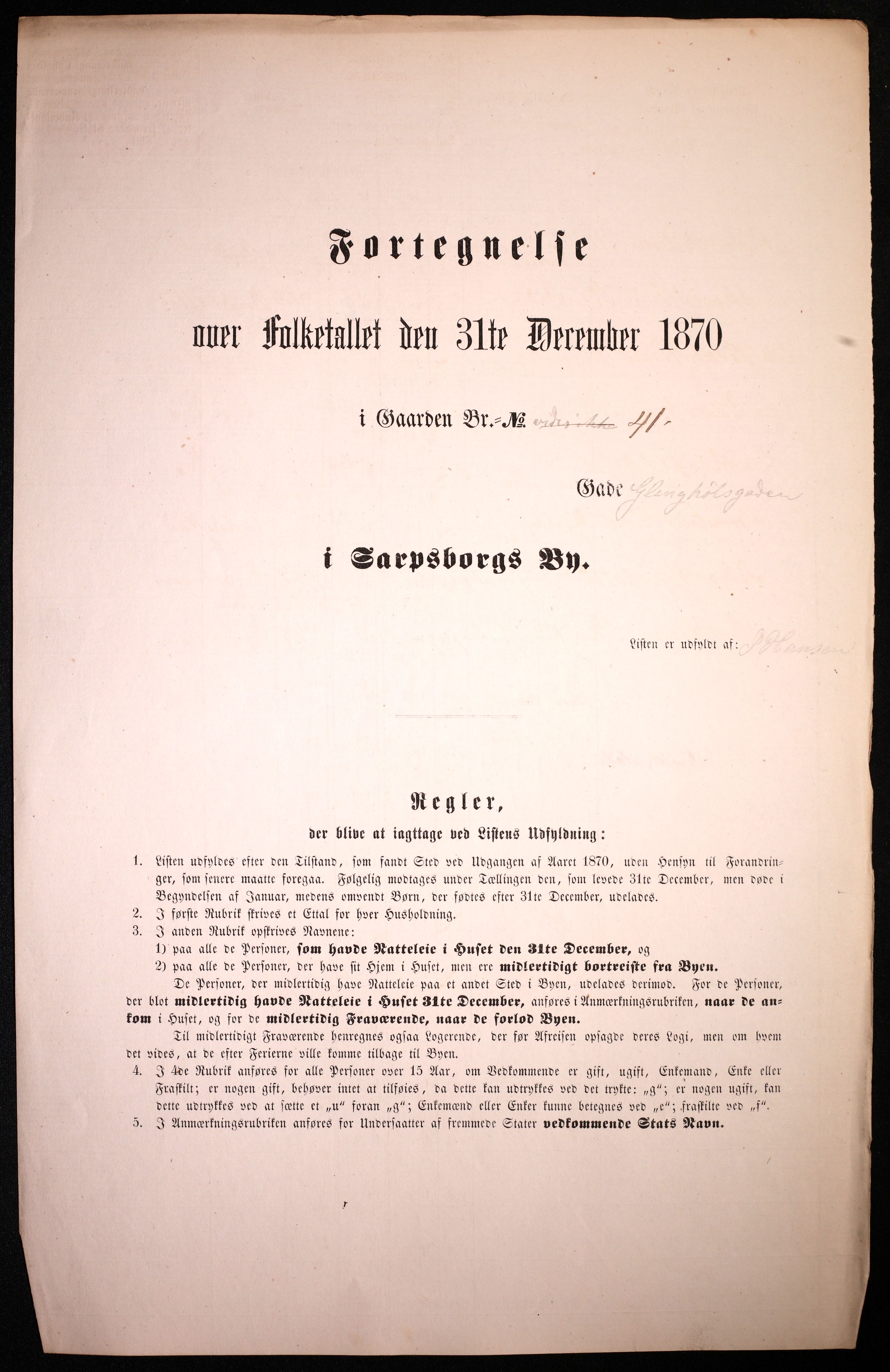 RA, 1870 census for 0102 Sarpsborg, 1870, p. 315