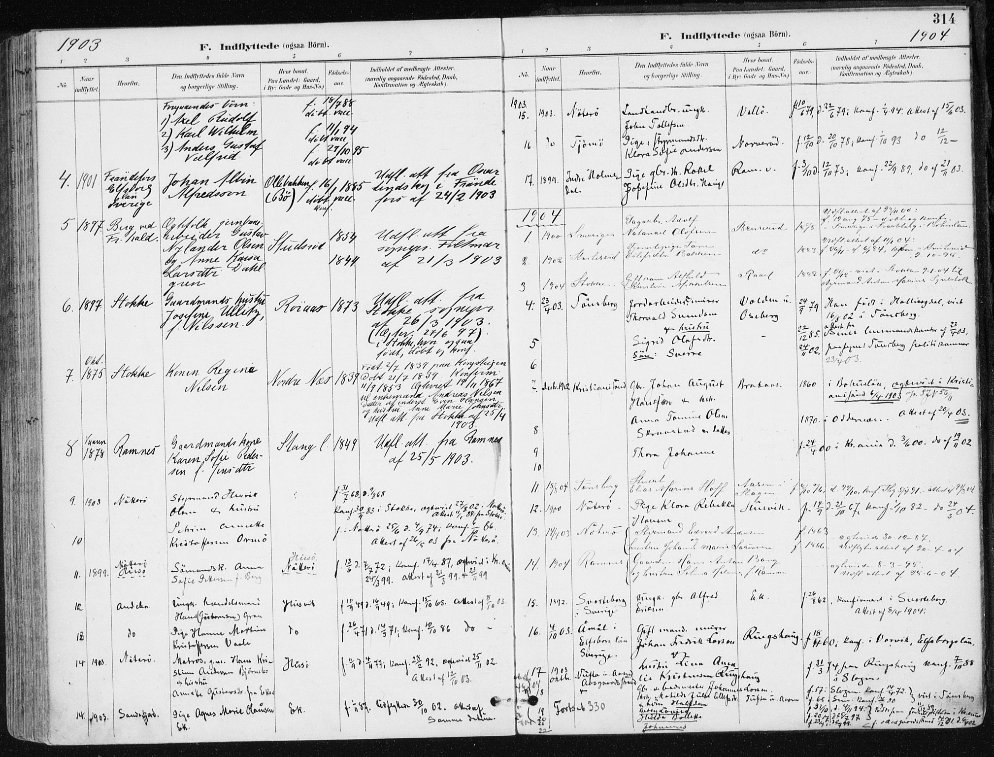 Sem kirkebøker, AV/SAKO-A-5/F/Fb/L0005: Parish register (official) no. II 5, 1892-1904, p. 314