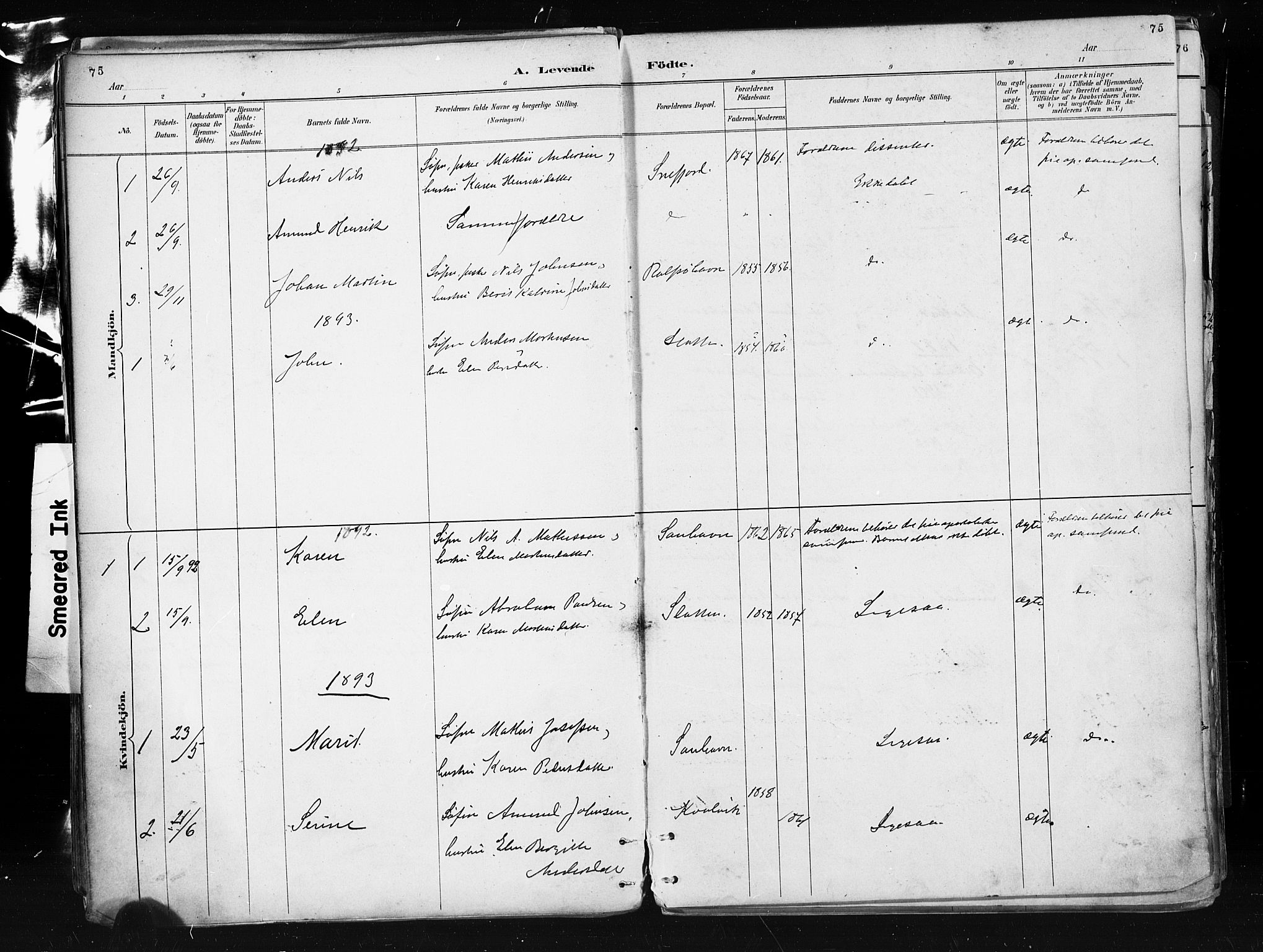 Måsøy sokneprestkontor, SATØ/S-1348/H/Ha/L0005kirke: Parish register (official) no. 5, 1892-1902, p. 75
