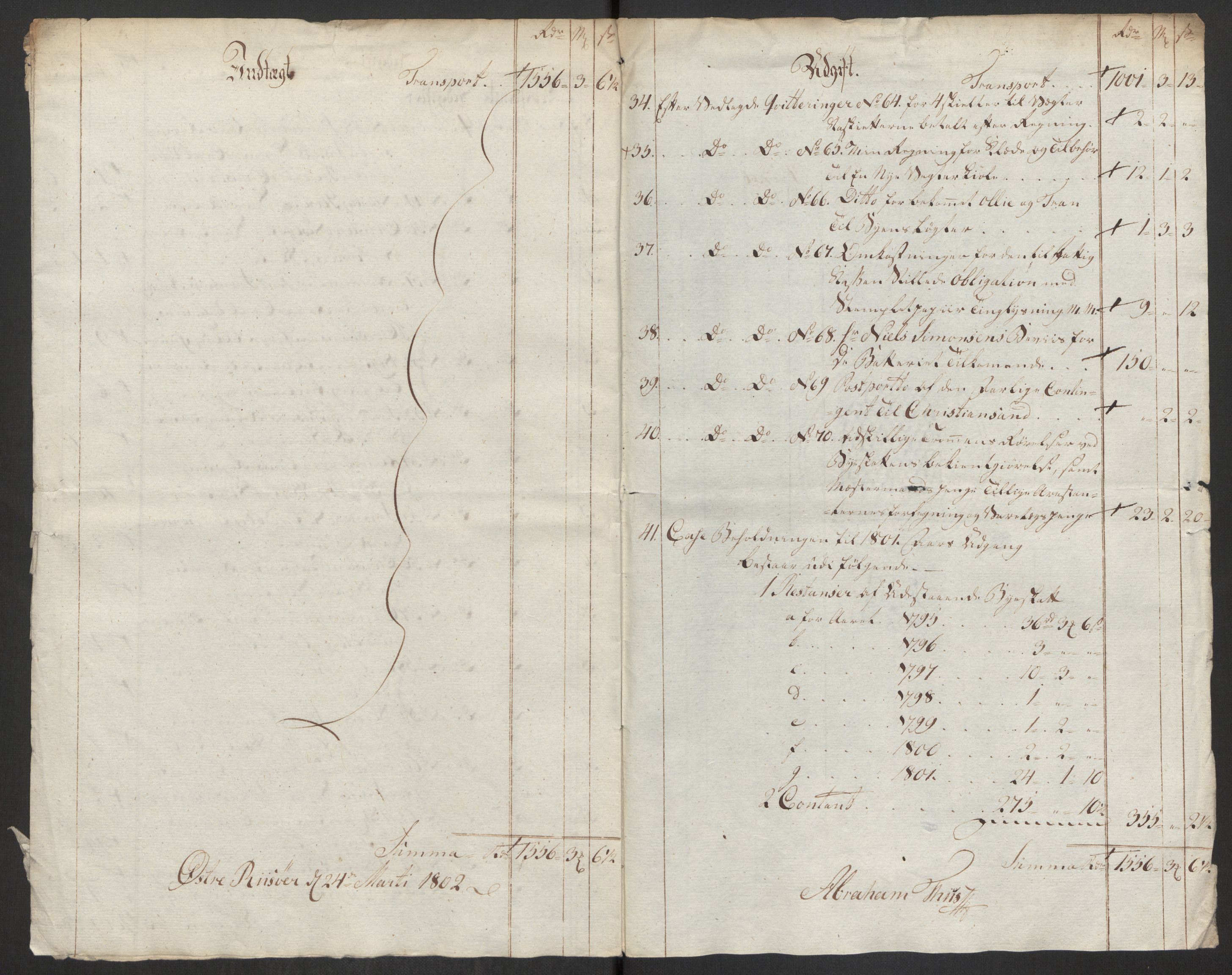 Danske Kanselli 1800-1814, AV/RA-EA-3024/K/Kk/Kka/Kkac/L0236: Kjøpstadregnskap Øster Risør, 1801-1804, p. 14