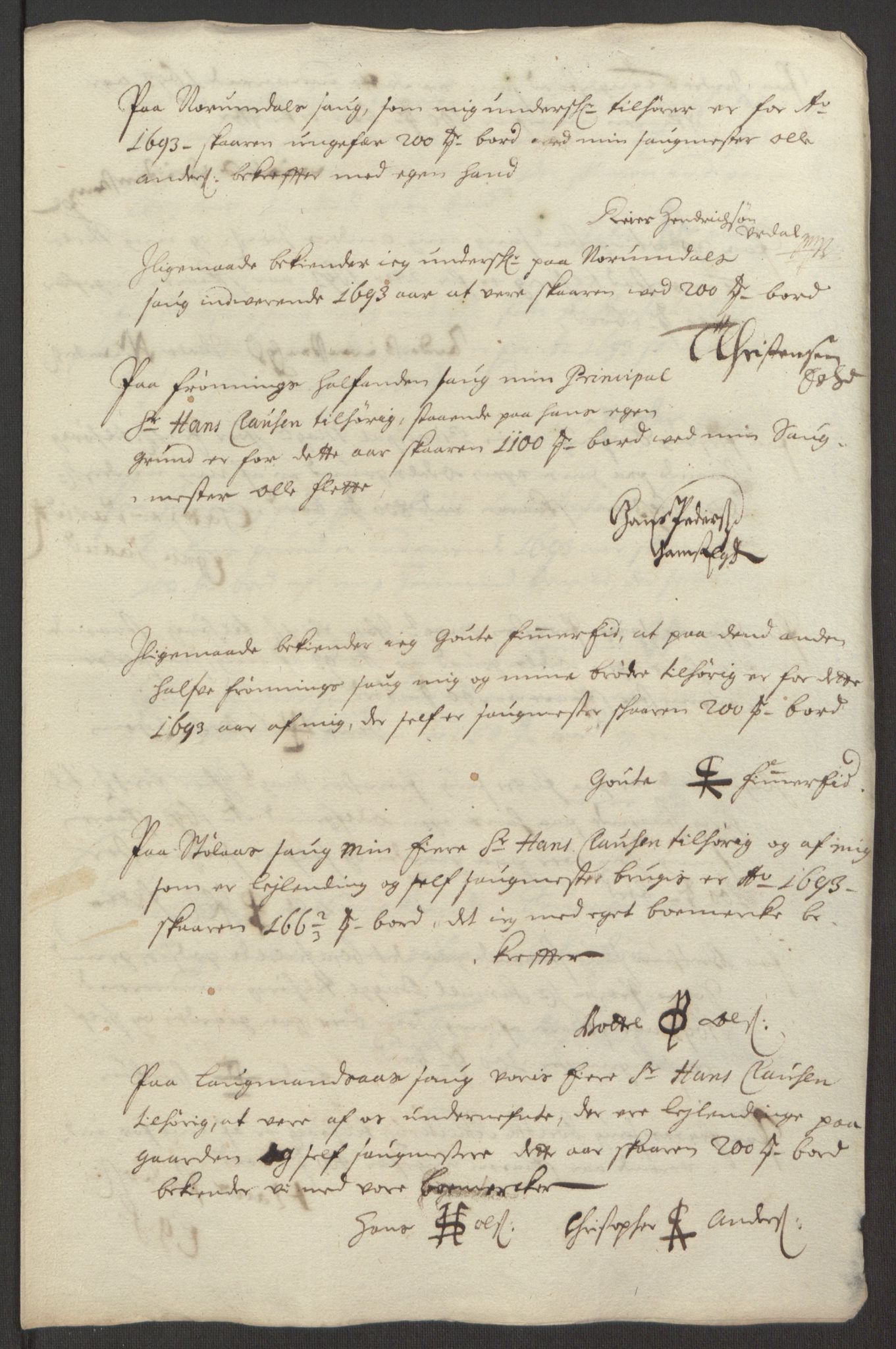 Rentekammeret inntil 1814, Reviderte regnskaper, Fogderegnskap, RA/EA-4092/R52/L3307: Fogderegnskap Sogn, 1693-1694, p. 217