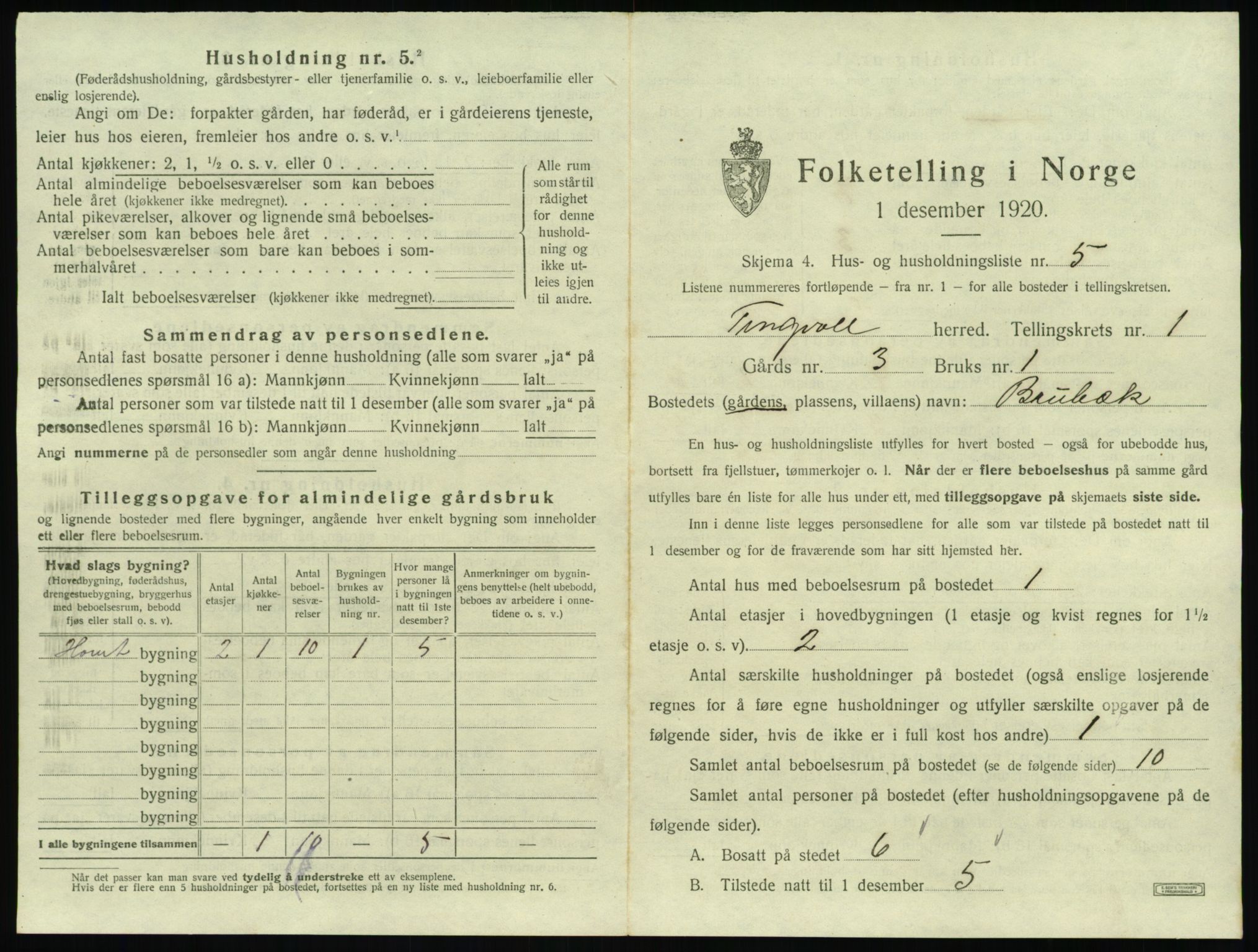 SAT, 1920 census for Tingvoll, 1920, p. 64