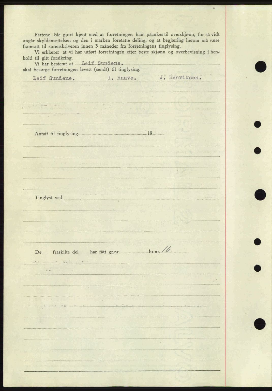Tønsberg sorenskriveri, SAKO/A-130/G/Ga/Gaa/L0022: Mortgage book no. A22, 1947-1947, Diary no: : 2415/1947
