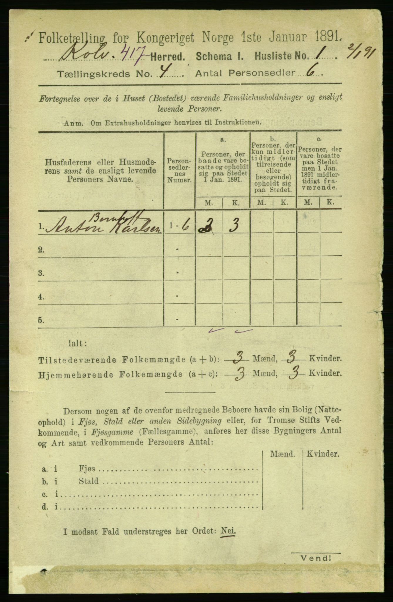 RA, 1891 census for 1752 Kolvereid, 1891, p. 1362