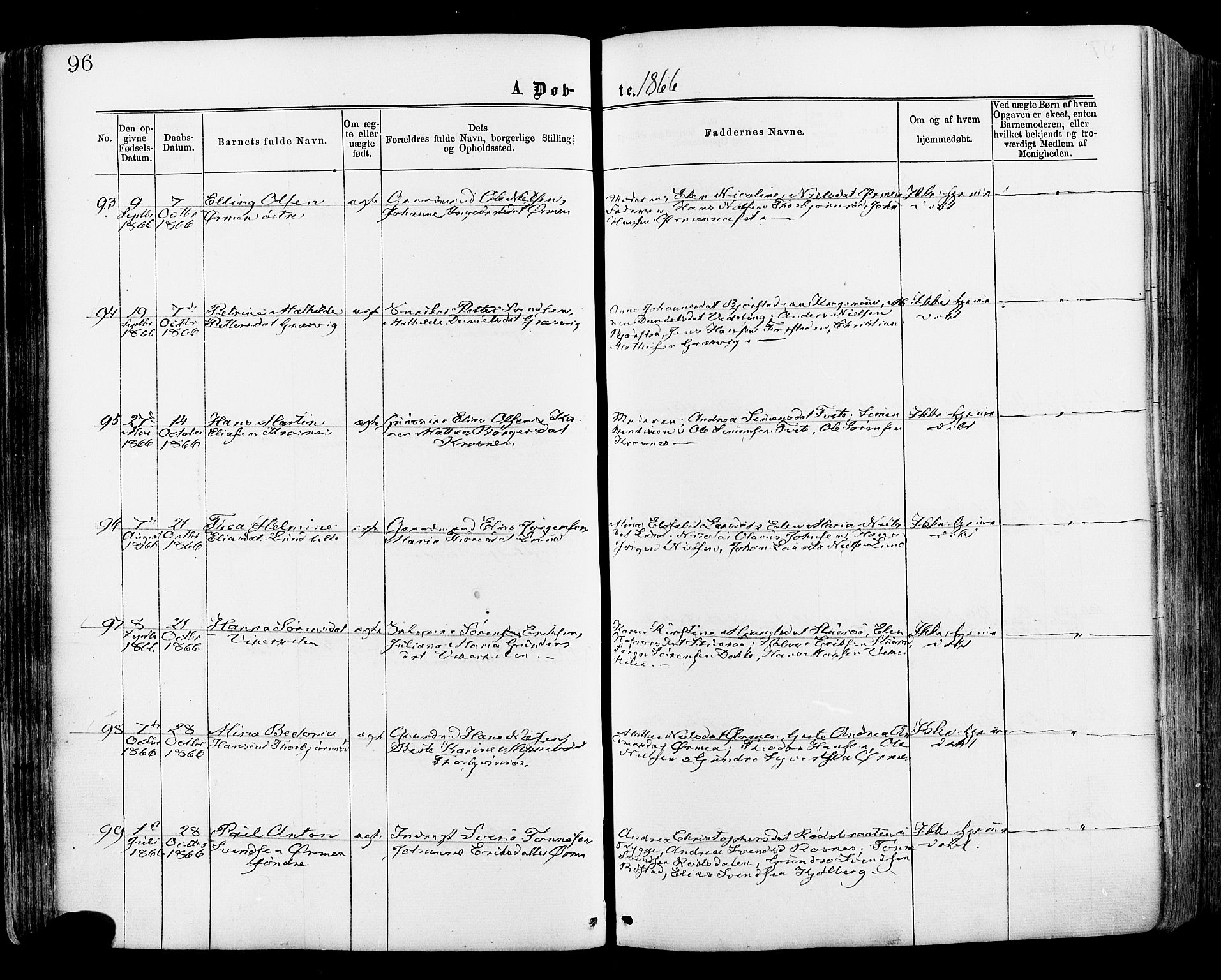 Onsøy prestekontor Kirkebøker, AV/SAO-A-10914/F/Fa/L0004: Parish register (official) no. I 4, 1861-1877, p. 96