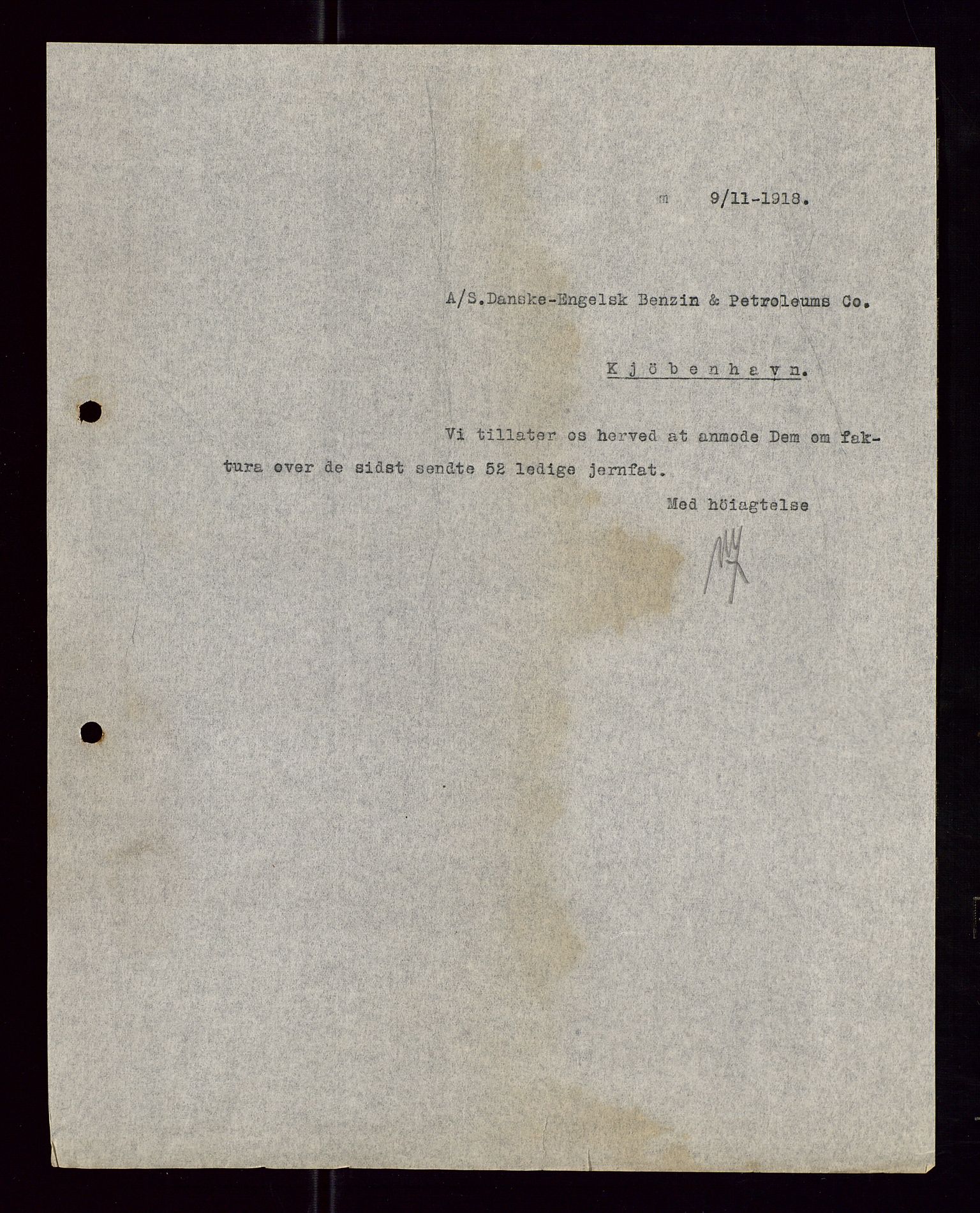 Pa 1521 - A/S Norske Shell, AV/SAST-A-101915/E/Ea/Eaa/L0005: Sjefskorrespondanse, 1918, p. 106