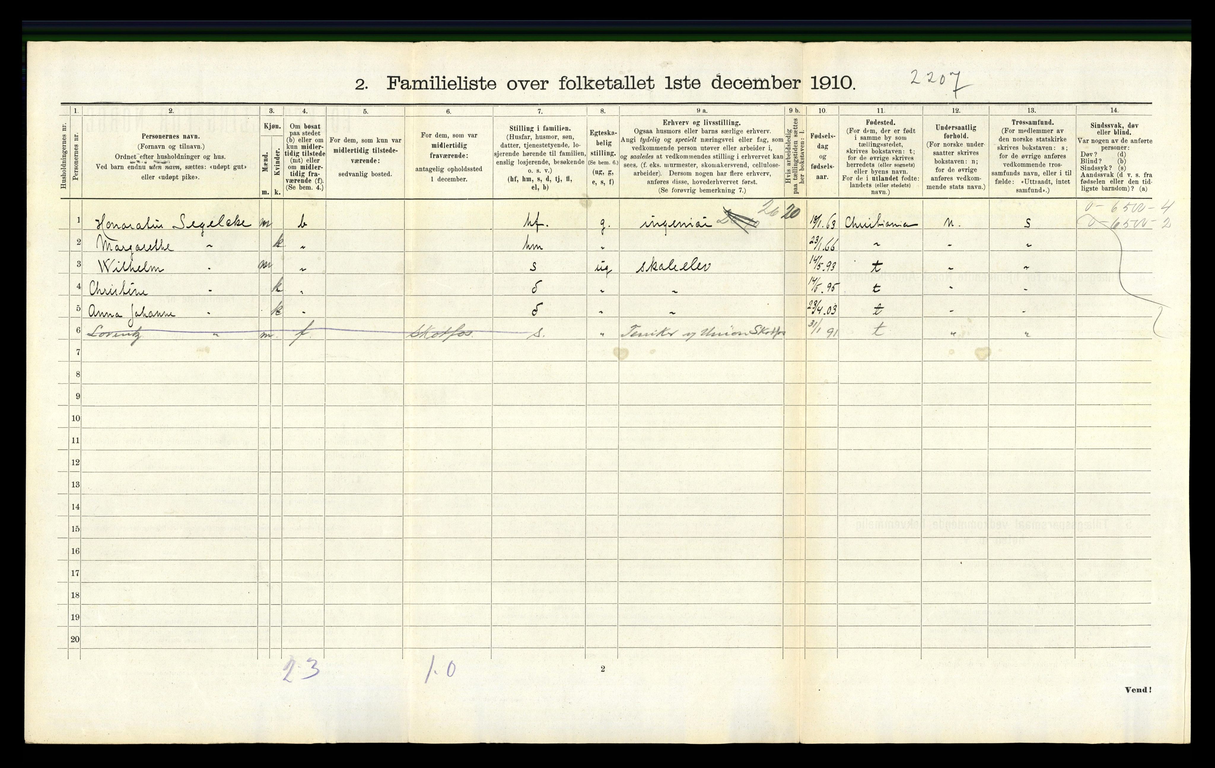 RA, 1910 census for Larvik, 1910, p. 6664