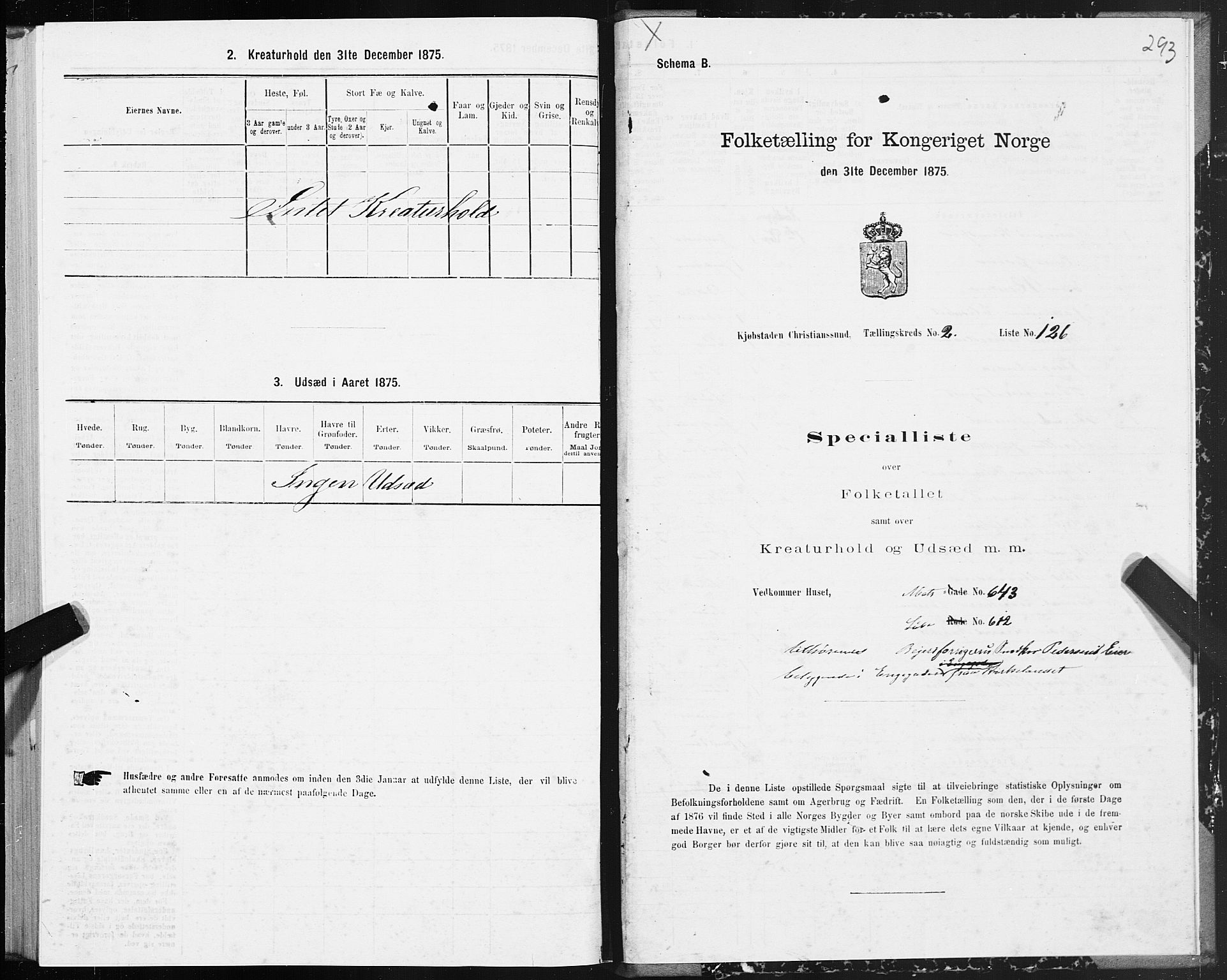 SAT, 1875 census for 1503B Kristiansund/Kristiansund, 1875, p. 2293