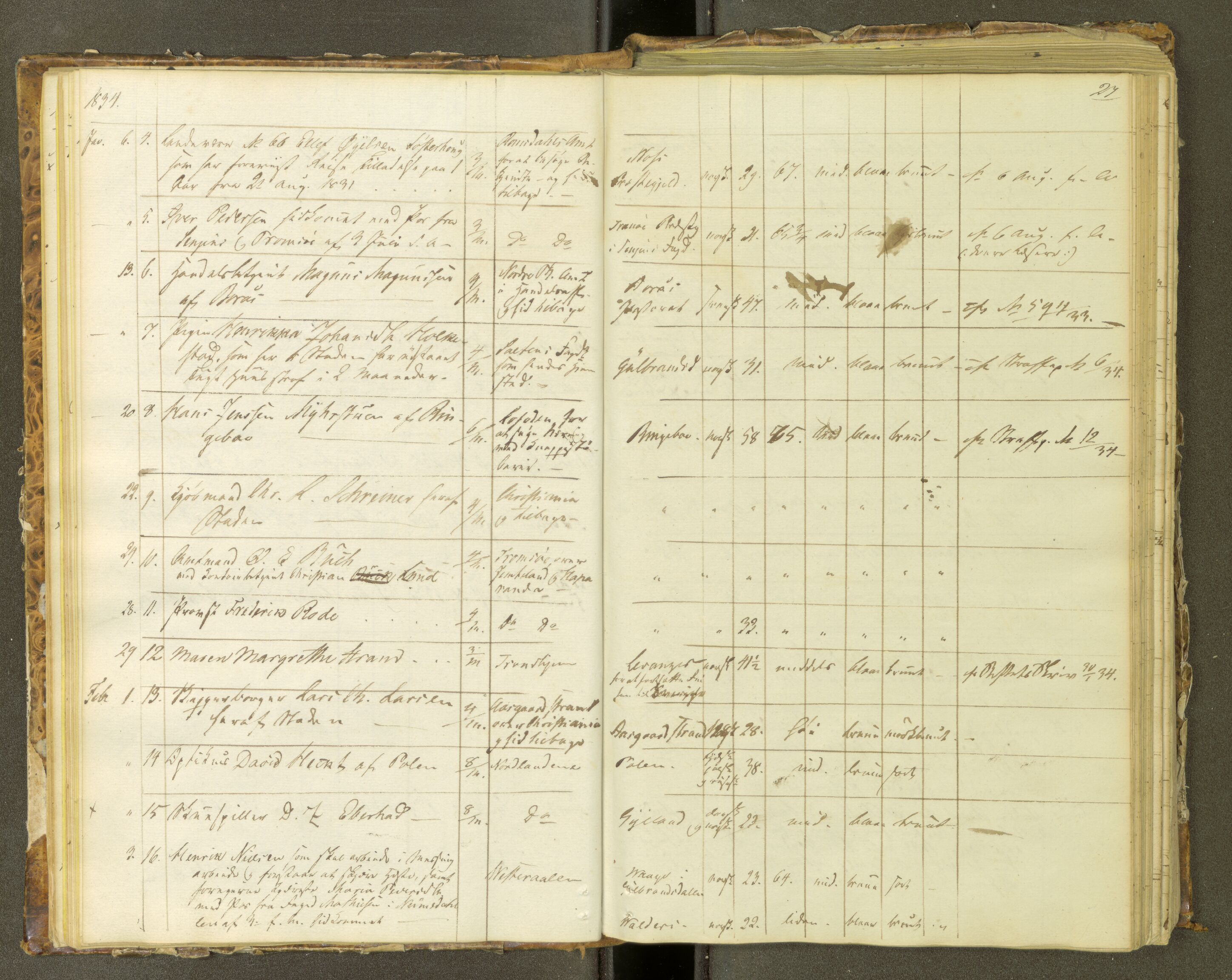 Trondheim politikammer, AV/SAT-A-1887/1/30/L0006: Passprotokoll. Første del:utstedtete pass. Andre del :innleverte/fornyede, 1833-1836, p. 26b-27a