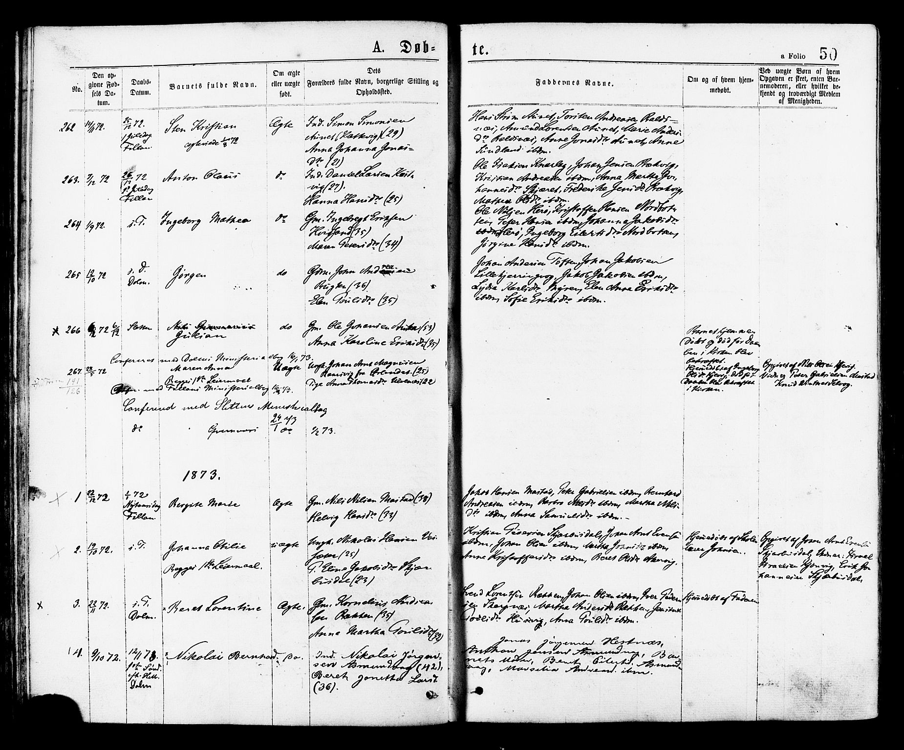 Ministerialprotokoller, klokkerbøker og fødselsregistre - Sør-Trøndelag, AV/SAT-A-1456/634/L0532: Parish register (official) no. 634A08, 1871-1881, p. 50