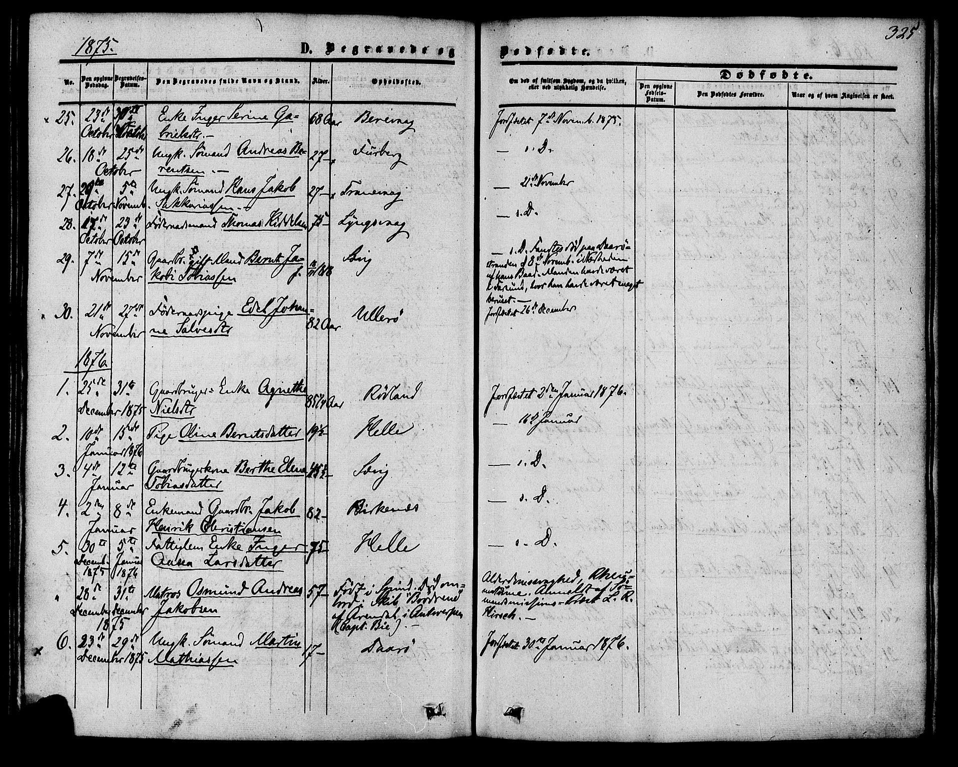 Herad sokneprestkontor, SAK/1111-0018/F/Fa/Fab/L0004: Parish register (official) no. A 4, 1853-1885, p. 325