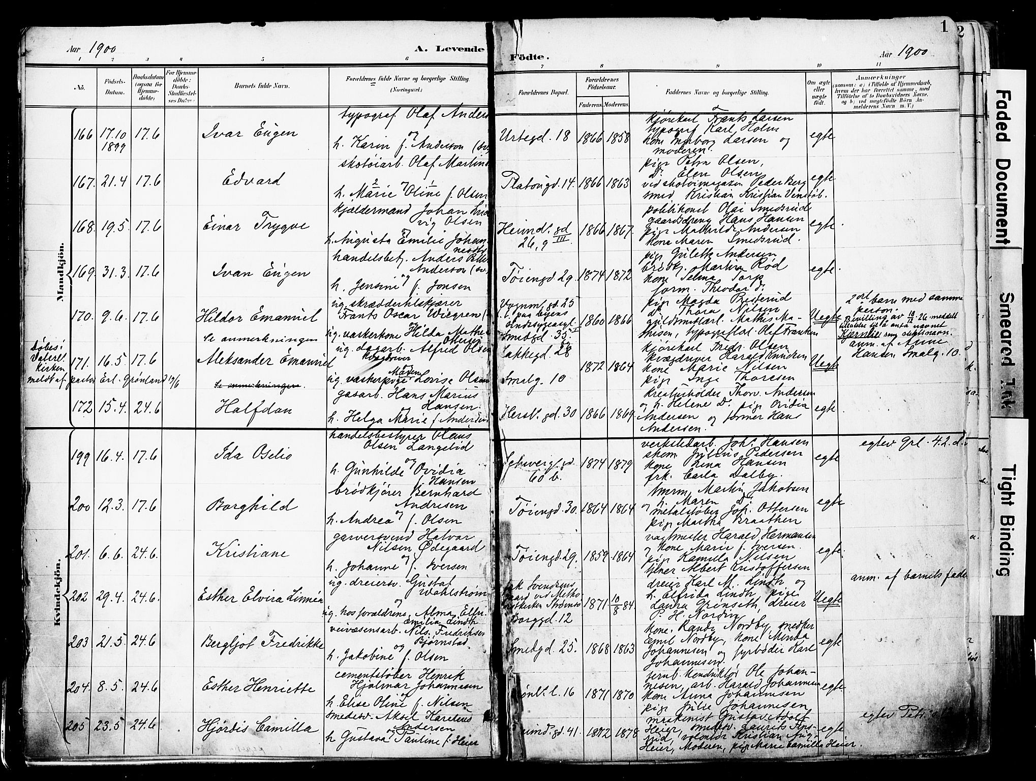 Grønland prestekontor Kirkebøker, AV/SAO-A-10848/F/Fa/L0014: Parish register (official) no. 14, 1900-1911, p. 1