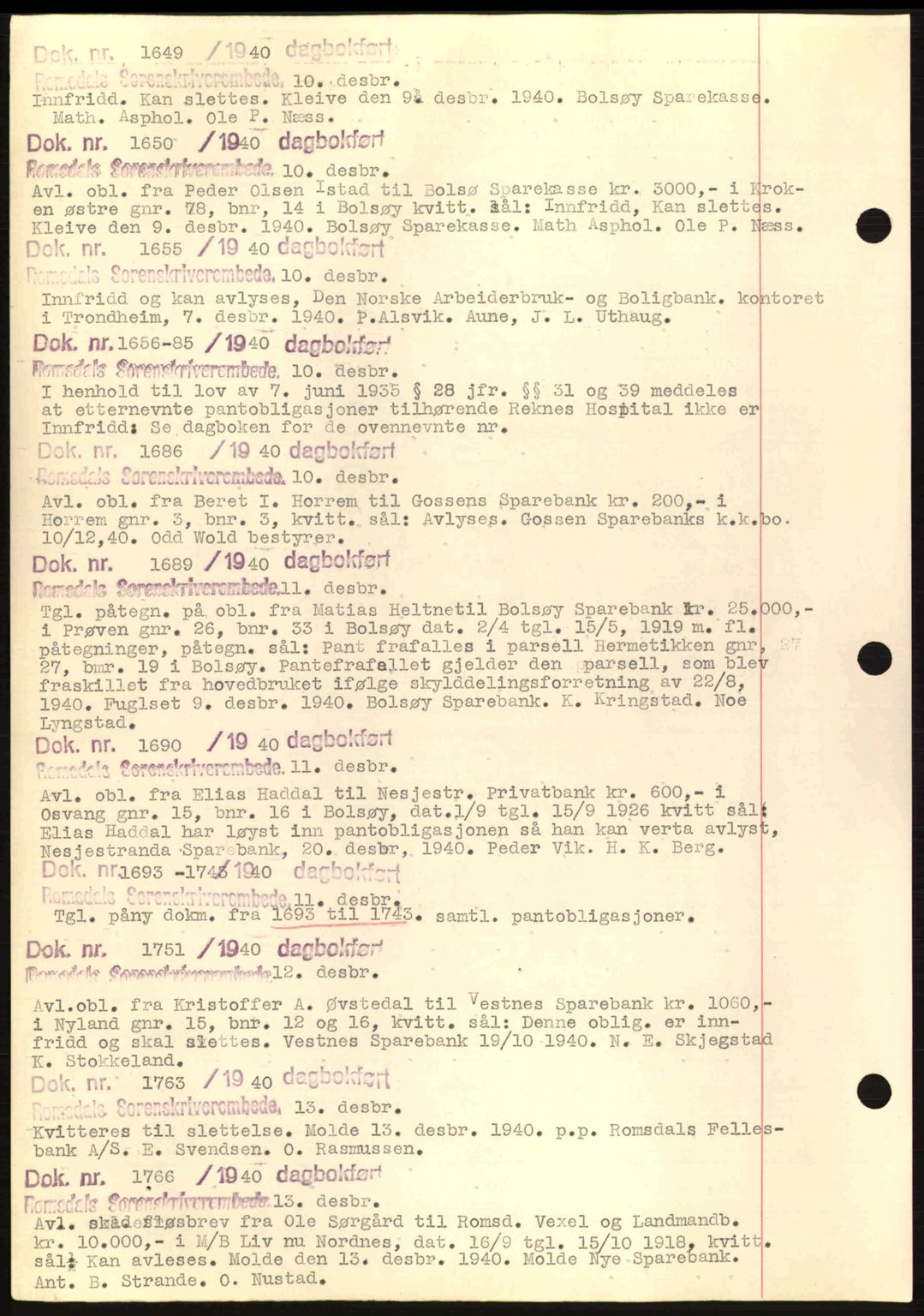 Romsdal sorenskriveri, AV/SAT-A-4149/1/2/2C: Mortgage book no. C1a, 1936-1945, Diary no: : 1649/1940