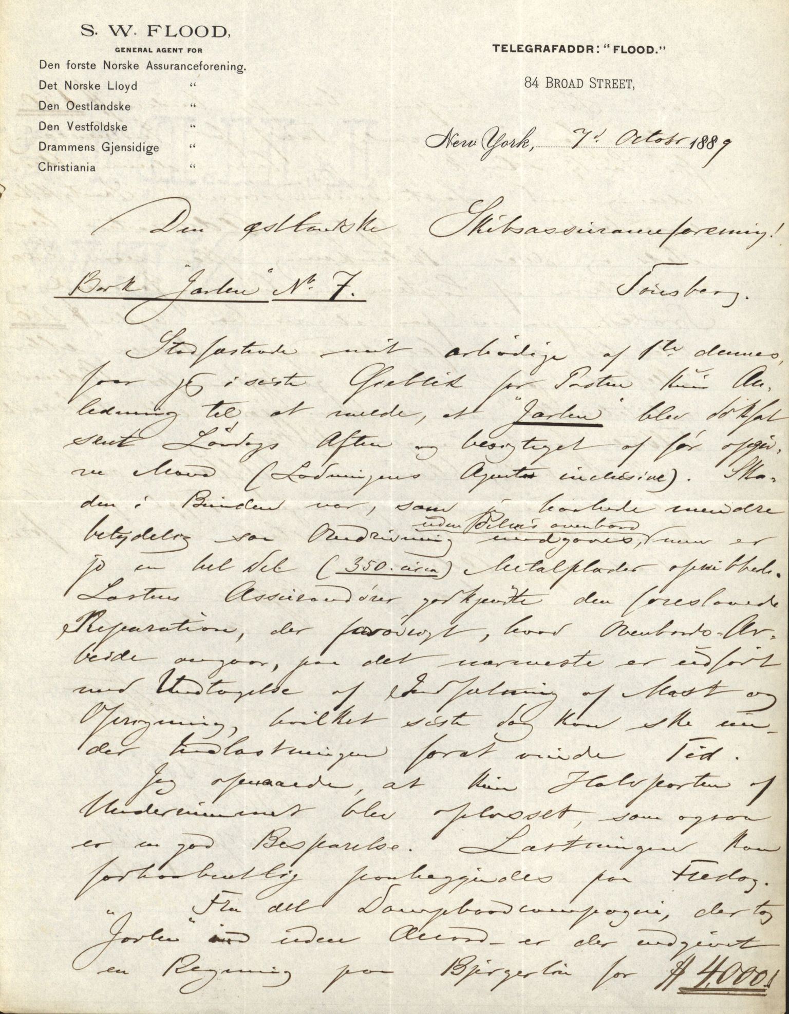 Pa 63 - Østlandske skibsassuranceforening, VEMU/A-1079/G/Ga/L0023/0012: Havaridokumenter / Columbus, Christiane Sophie, Marie, Jarlen, Kong Carl XV, 1889, p. 79