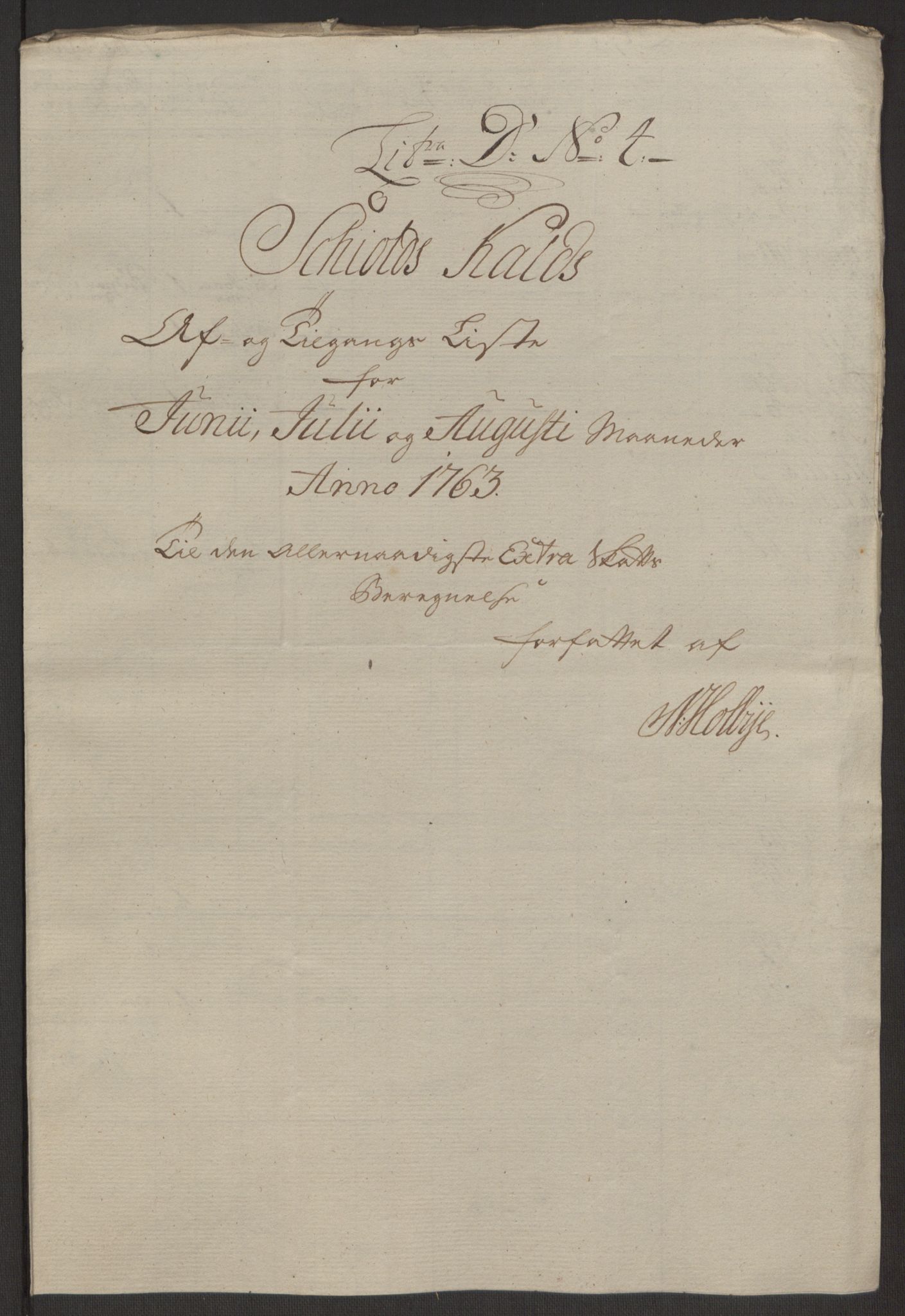 Rentekammeret inntil 1814, Reviderte regnskaper, Hovedkasseregnskaper, AV/RA-EA-4065/Rf/L0072b: Ekstraskatteregnskap, 1762, p. 253