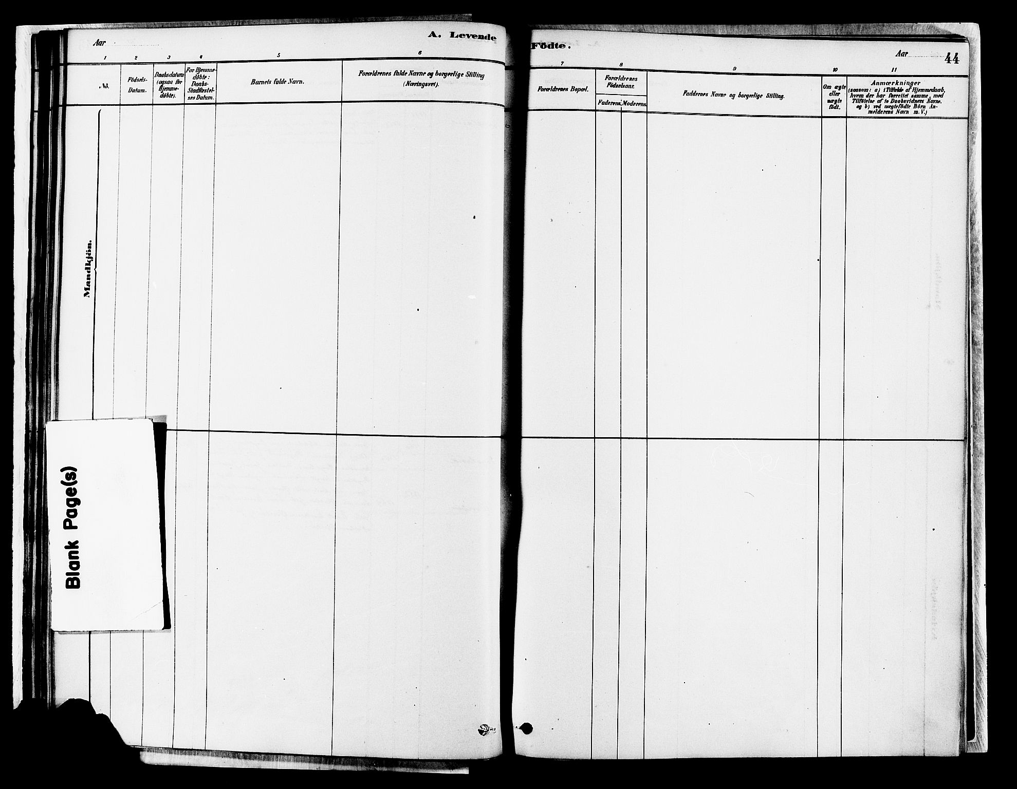 Tysvær sokneprestkontor, SAST/A -101864/H/Ha/Haa/L0007: Parish register (official) no. A 7, 1878-1897, p. 44